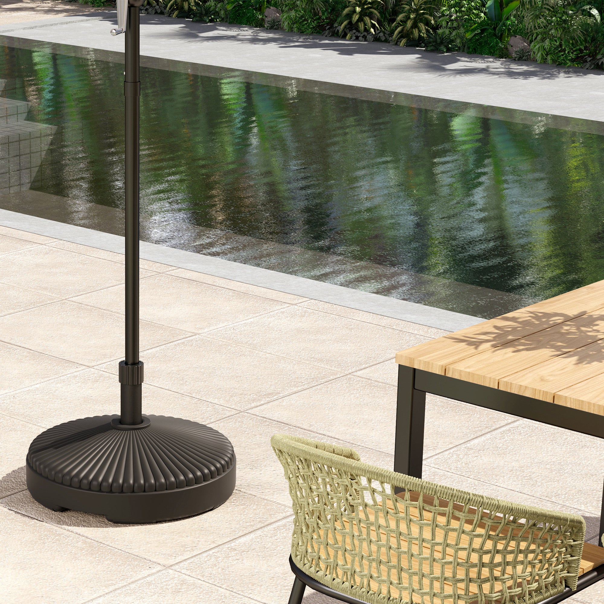 Outsunny Garden Parasol Base, 28kg Sand Filled, 23kg Water Filled, Black - Image 9