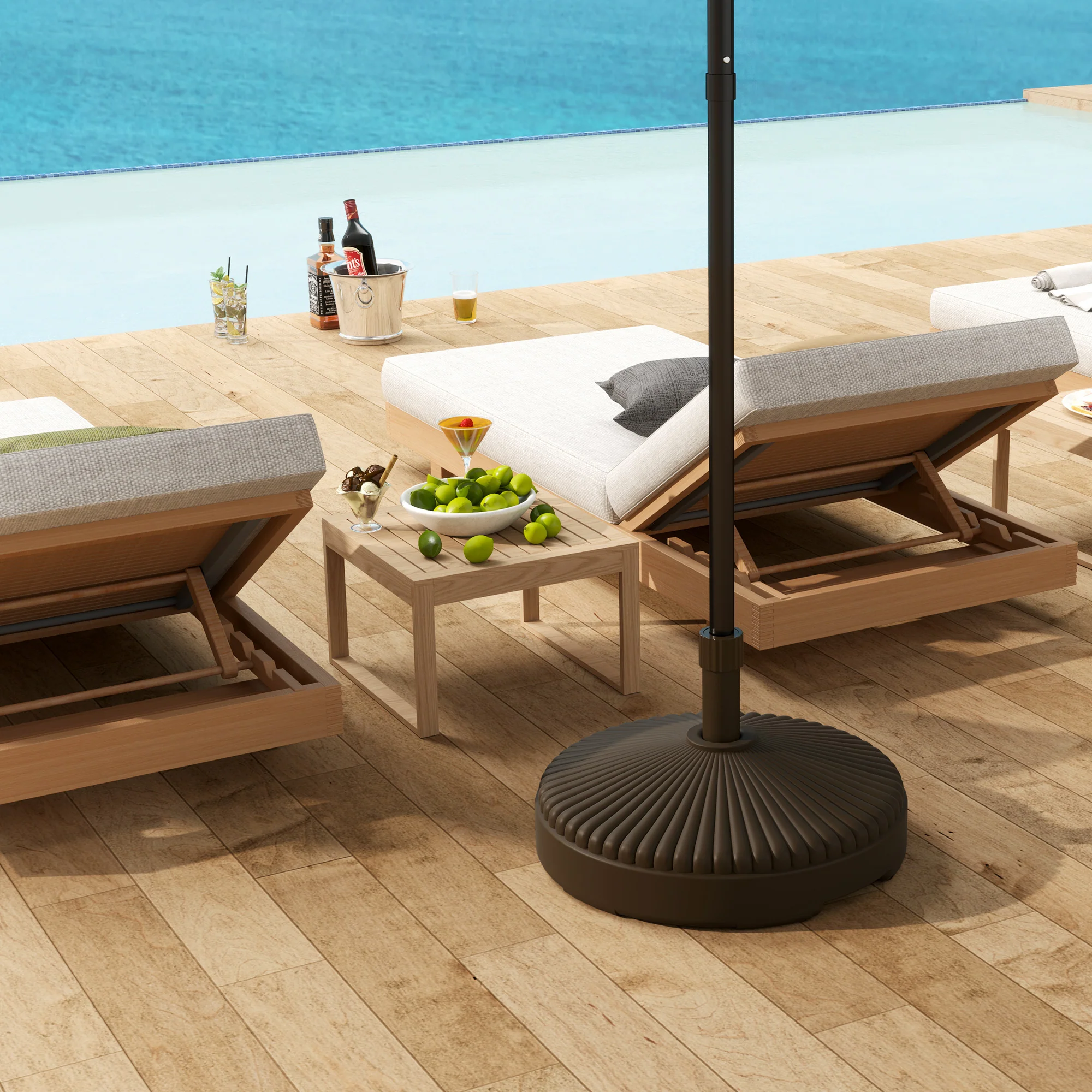 Outsunny Garden Parasol Base, 28kg Sand Filled, 23kg Water Filled, Brown - Image 7