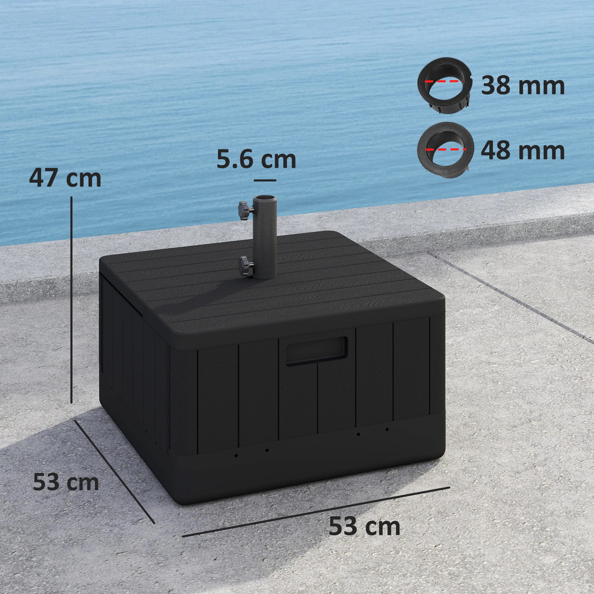 Outsunny Garden Parasol Base, Sand/Water Filled Garden Umbrella Stand, Black - Image 5