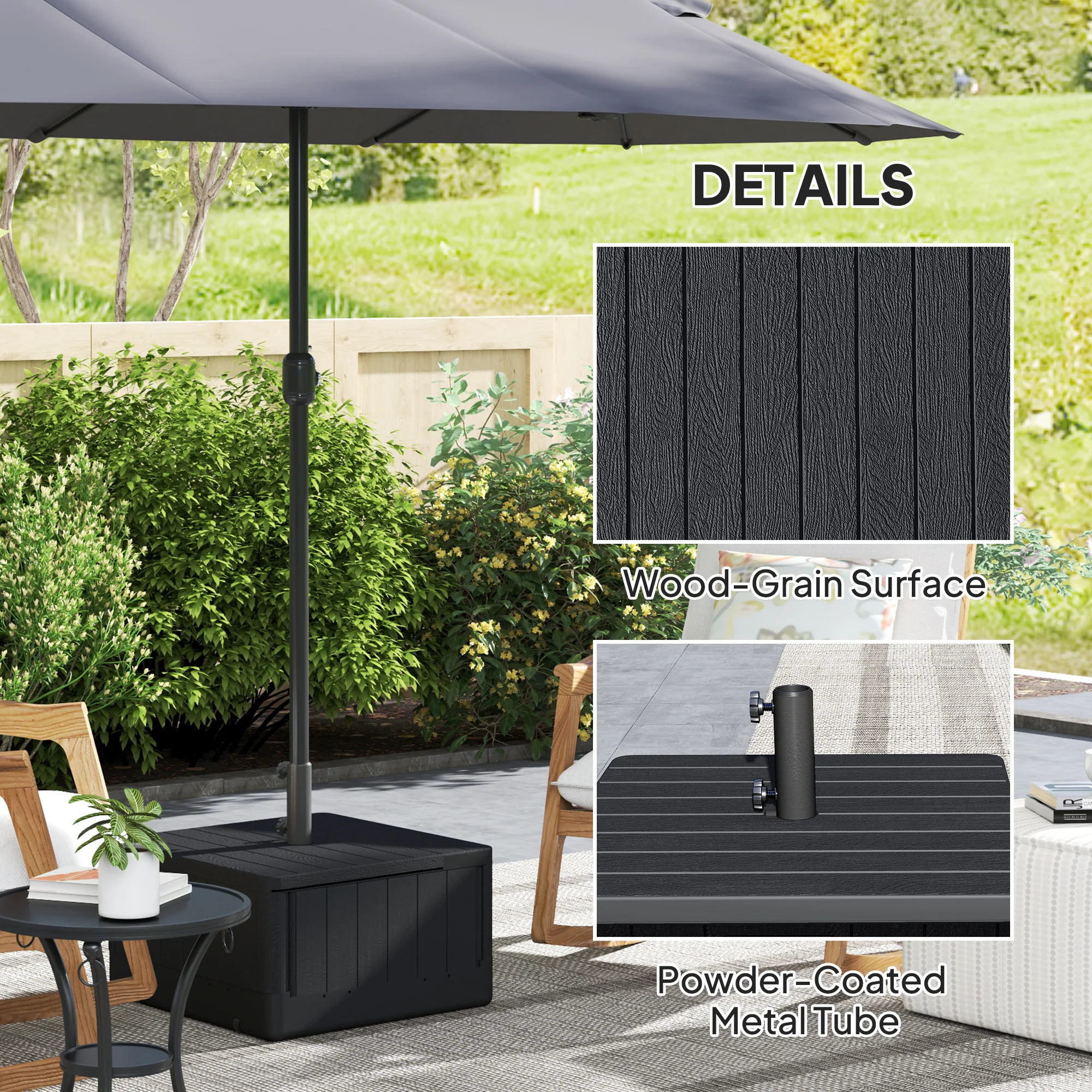 Outsunny Garden Parasol Base, Sand/Water Filled Garden Umbrella Stand, Black - Image 7