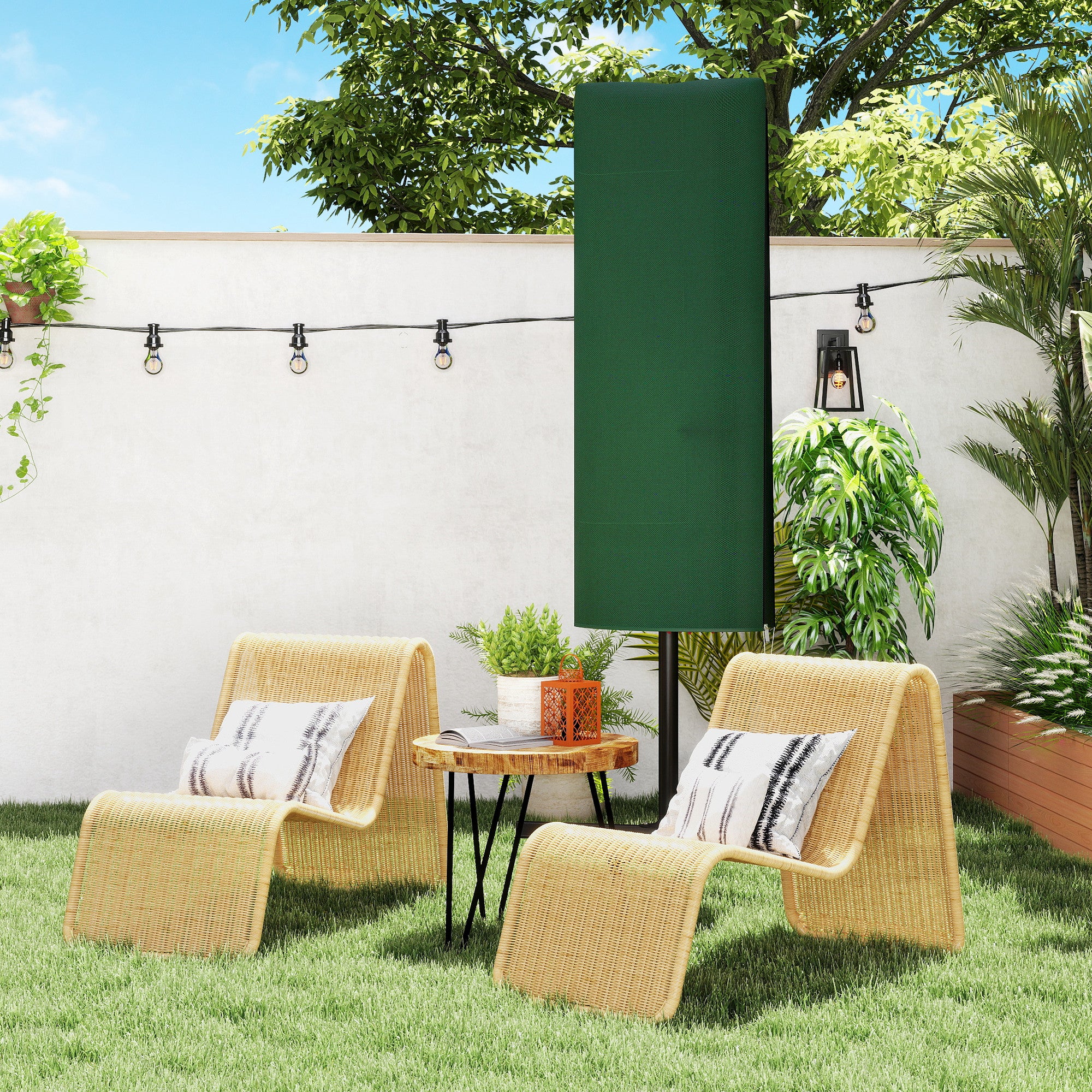 Outsunny Garden Parasol Cover For 2-4m Umbrella Protector, Dark Green - Image 9