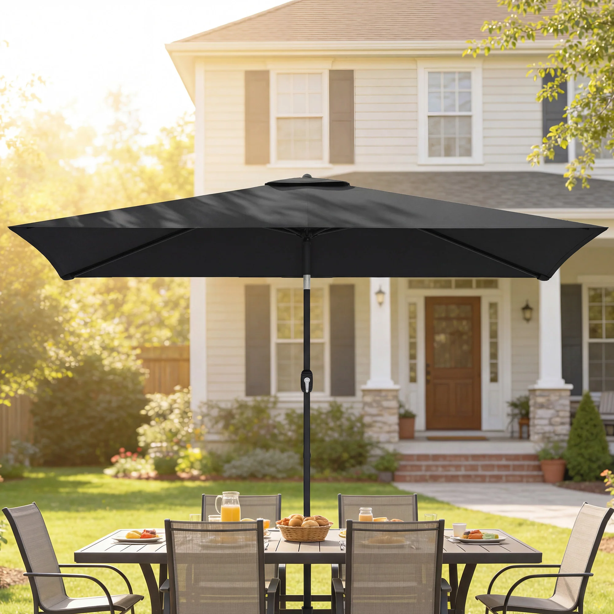 Outsunny Garden Parasol, Outdoor Umbrella With Tilt Function, Black - Image 8