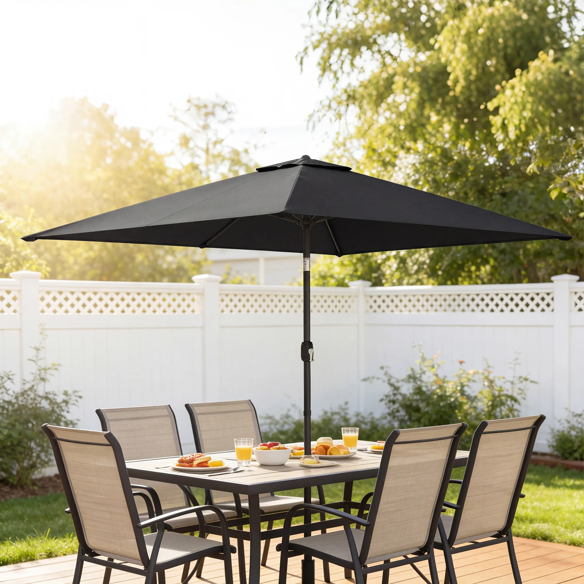 Outsunny Garden Parasol, Outdoor Umbrella With Tilt Function, Black - Image 9