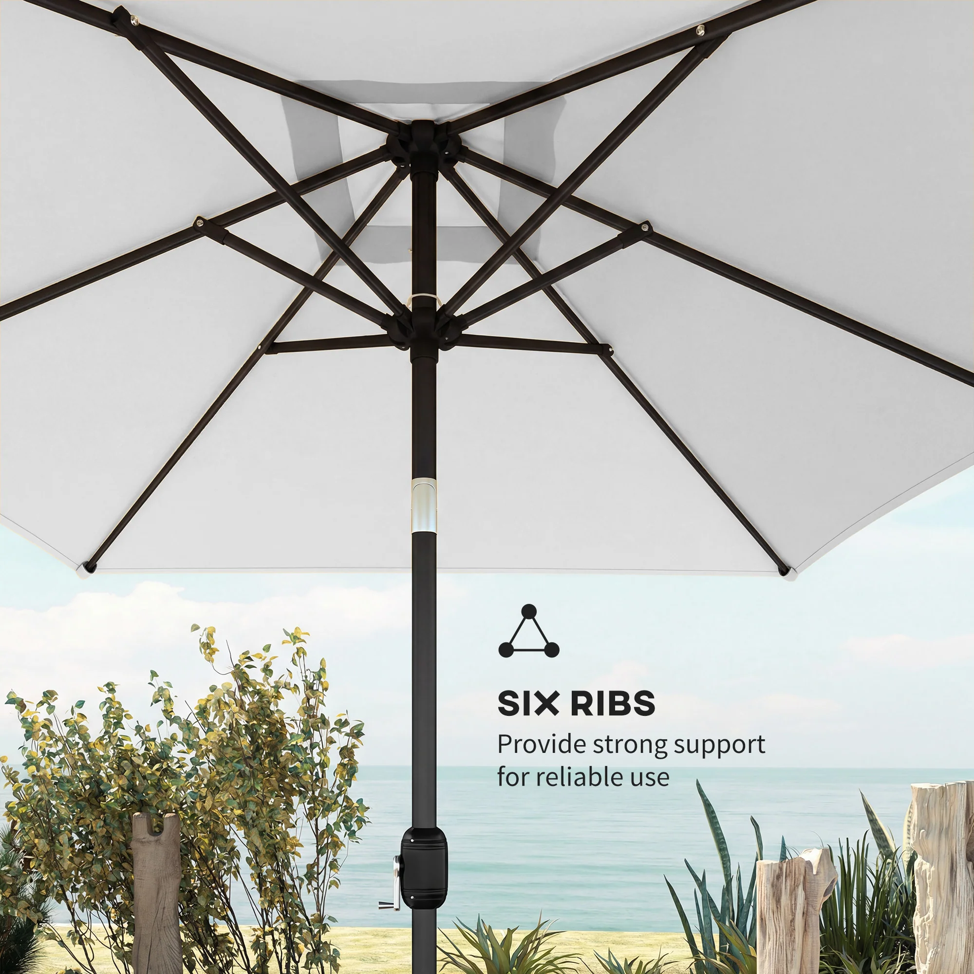 Outsunny Garden Parasol, Outdoor Umbrella With Tilt Function, Cream White - Image 6