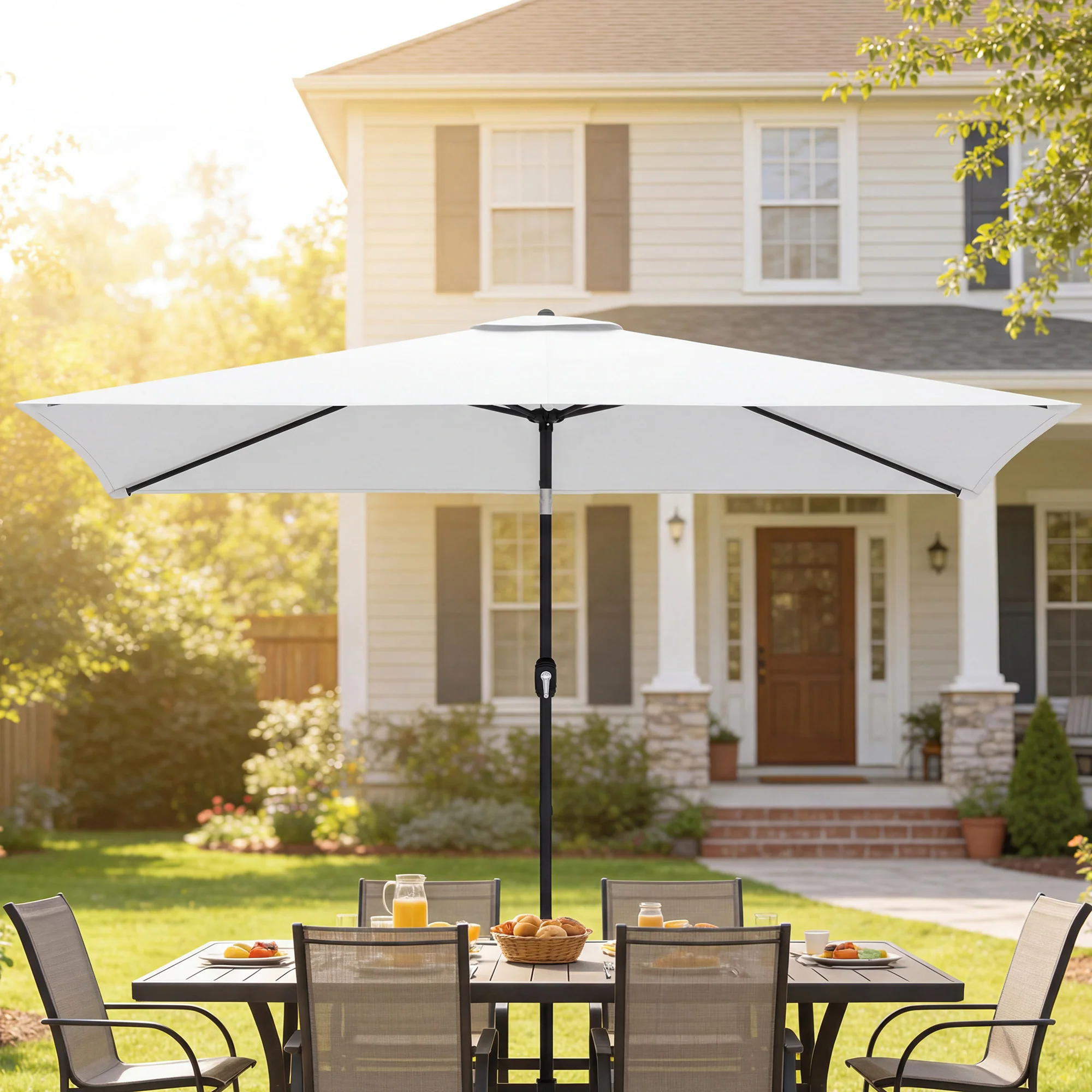 Outsunny Garden Parasol, Outdoor Umbrella With Tilt Function, Cream White - Image 8