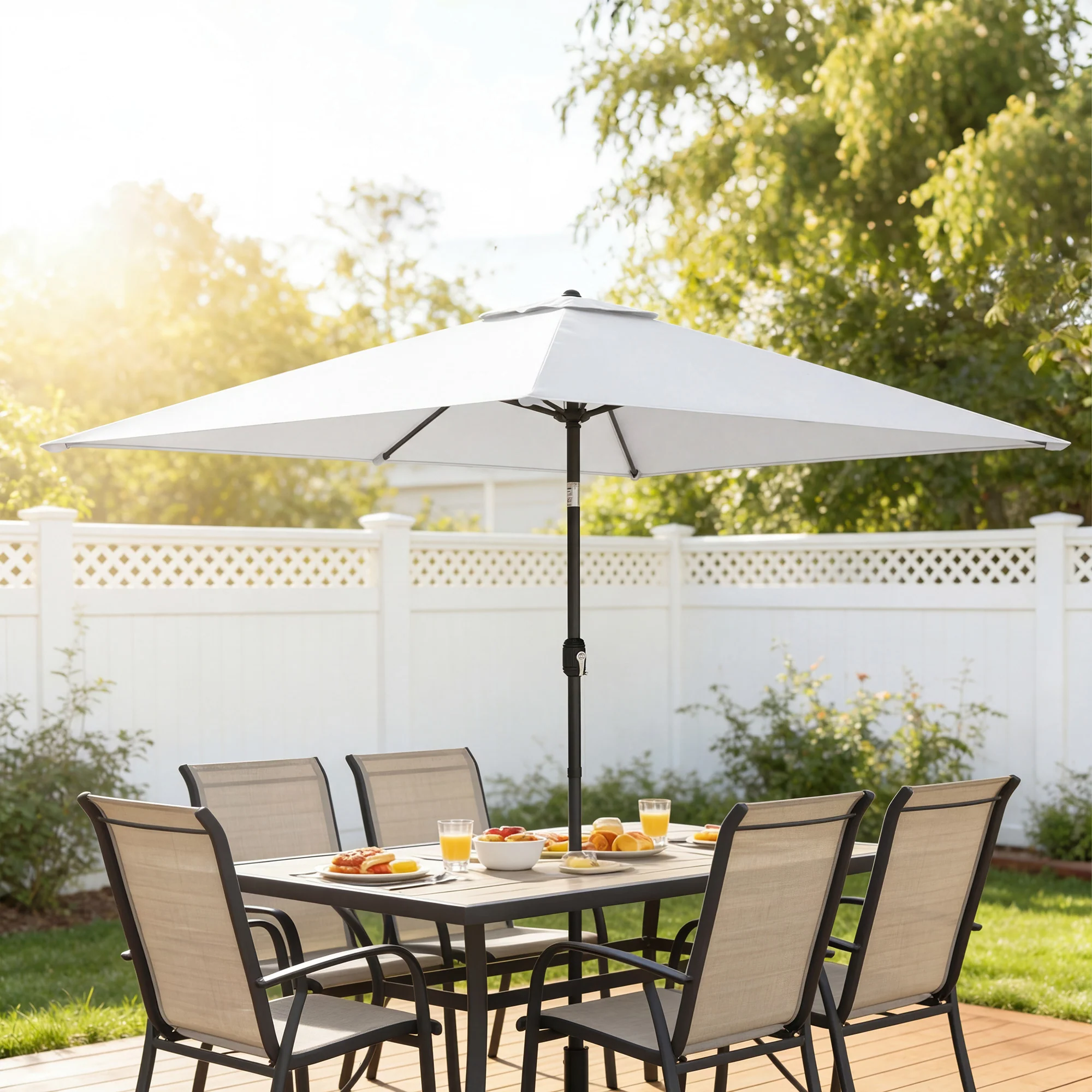 Outsunny Garden Parasol, Outdoor Umbrella With Tilt Function, Cream White - Image 9
