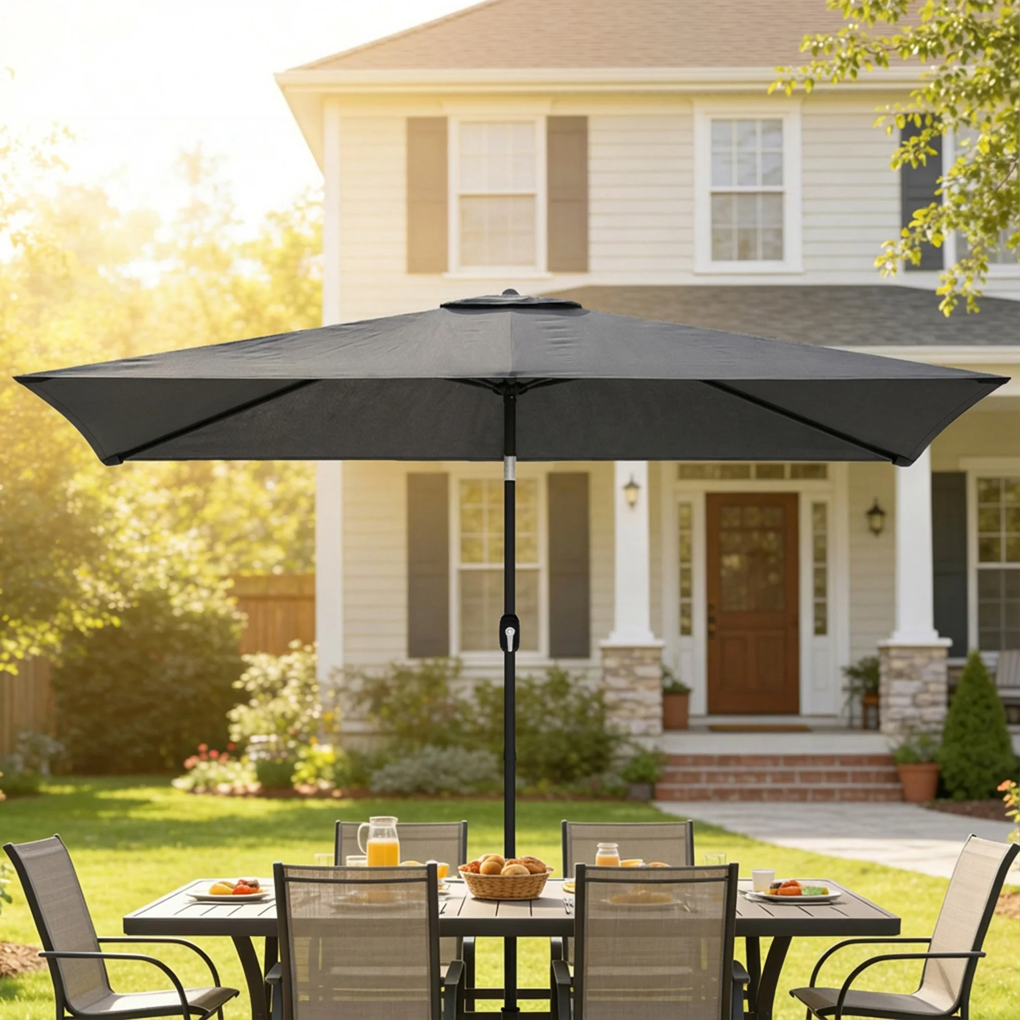 Outsunny Garden Parasol, Outdoor Umbrella With Tilt Function, Dark Grey - Image 8