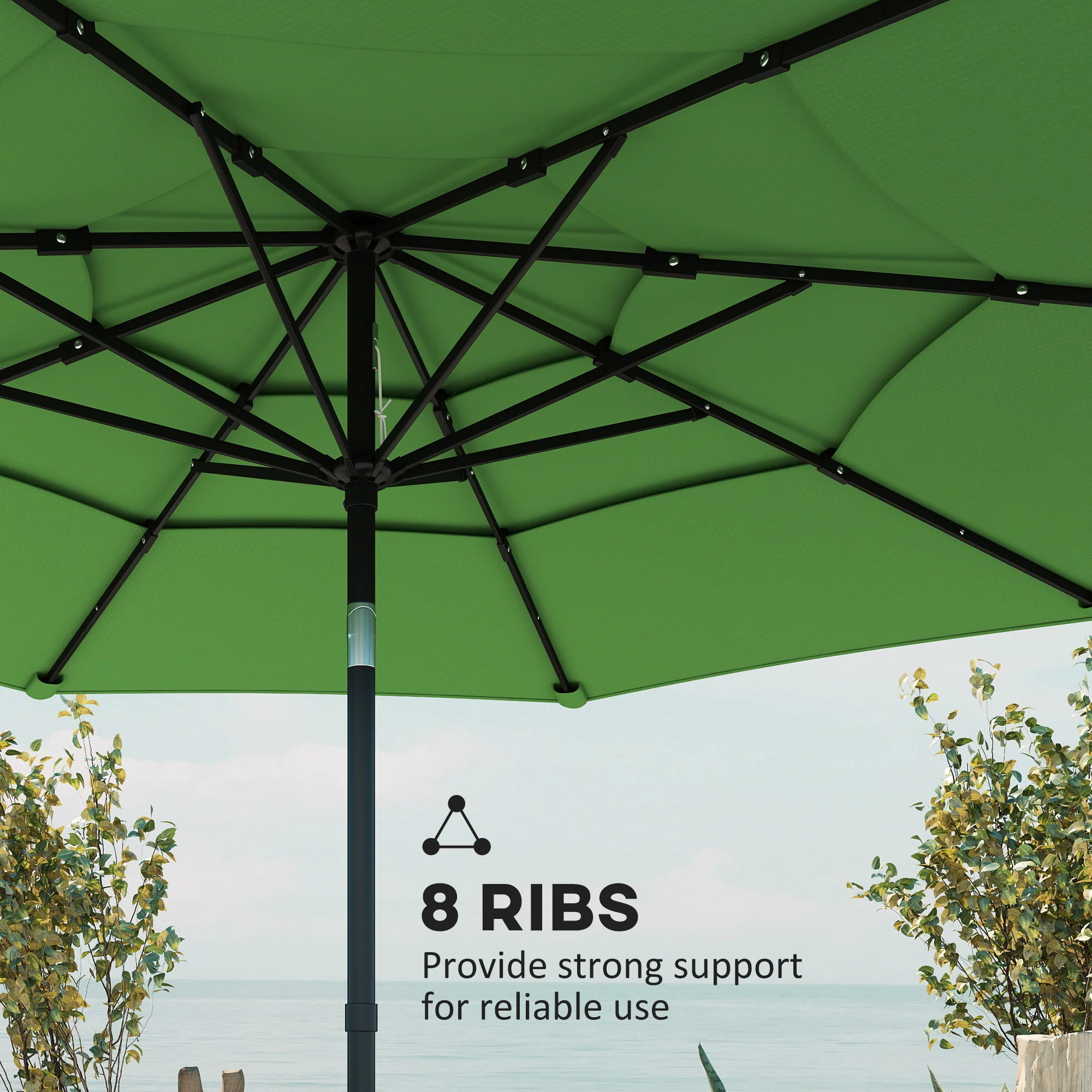 Outsunny Garden Parasol, Outdoor Umbrella With Tilt Function, Green - Image 7