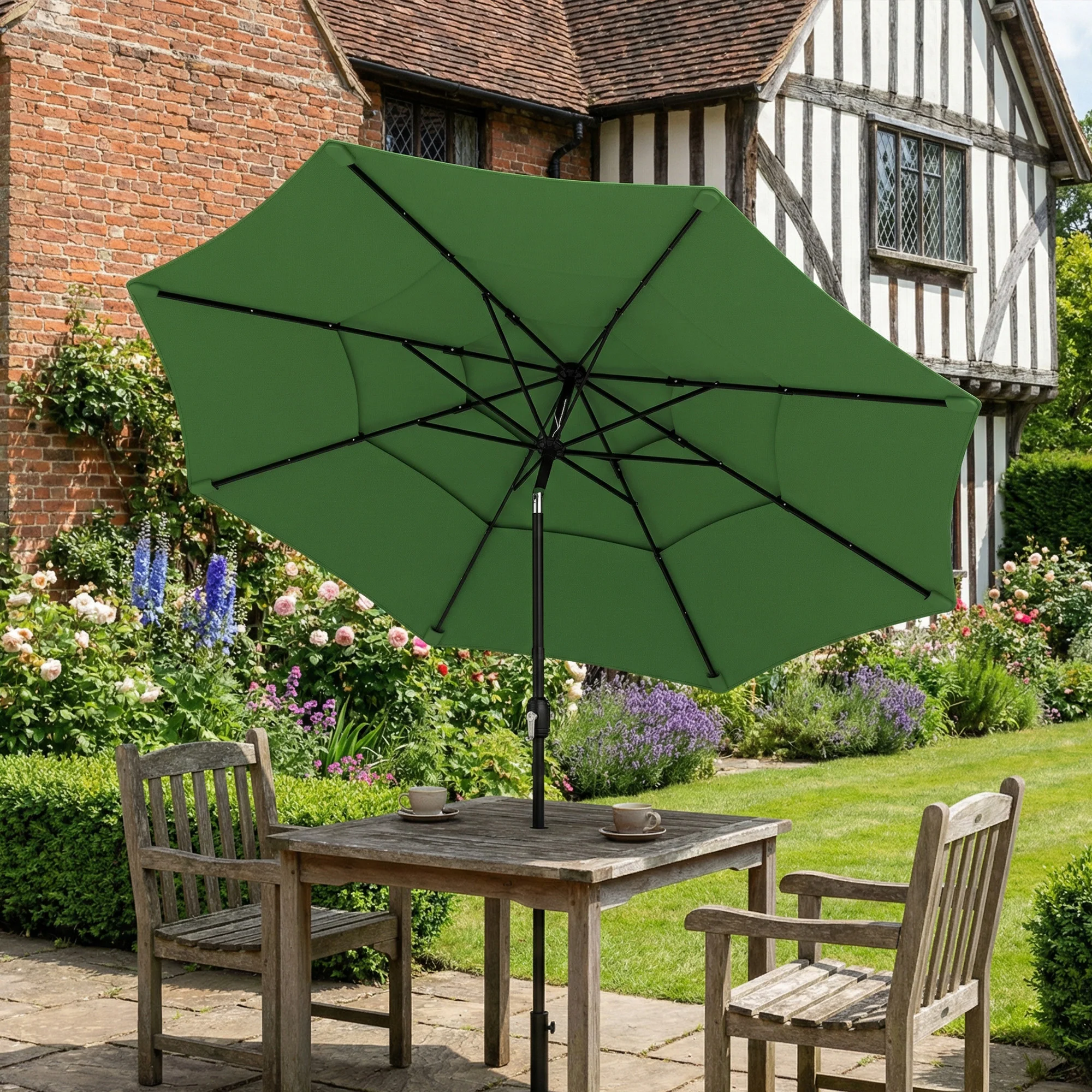 Outsunny Garden Parasol, Outdoor Umbrella With Tilt Function, Green - Image 9