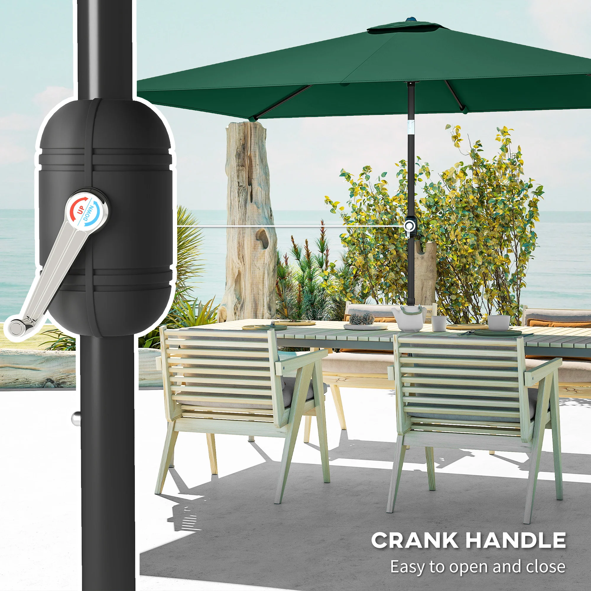 Outsunny Garden Parasol, Outdoor Umbrella With Tilt Function, Green - Image 7