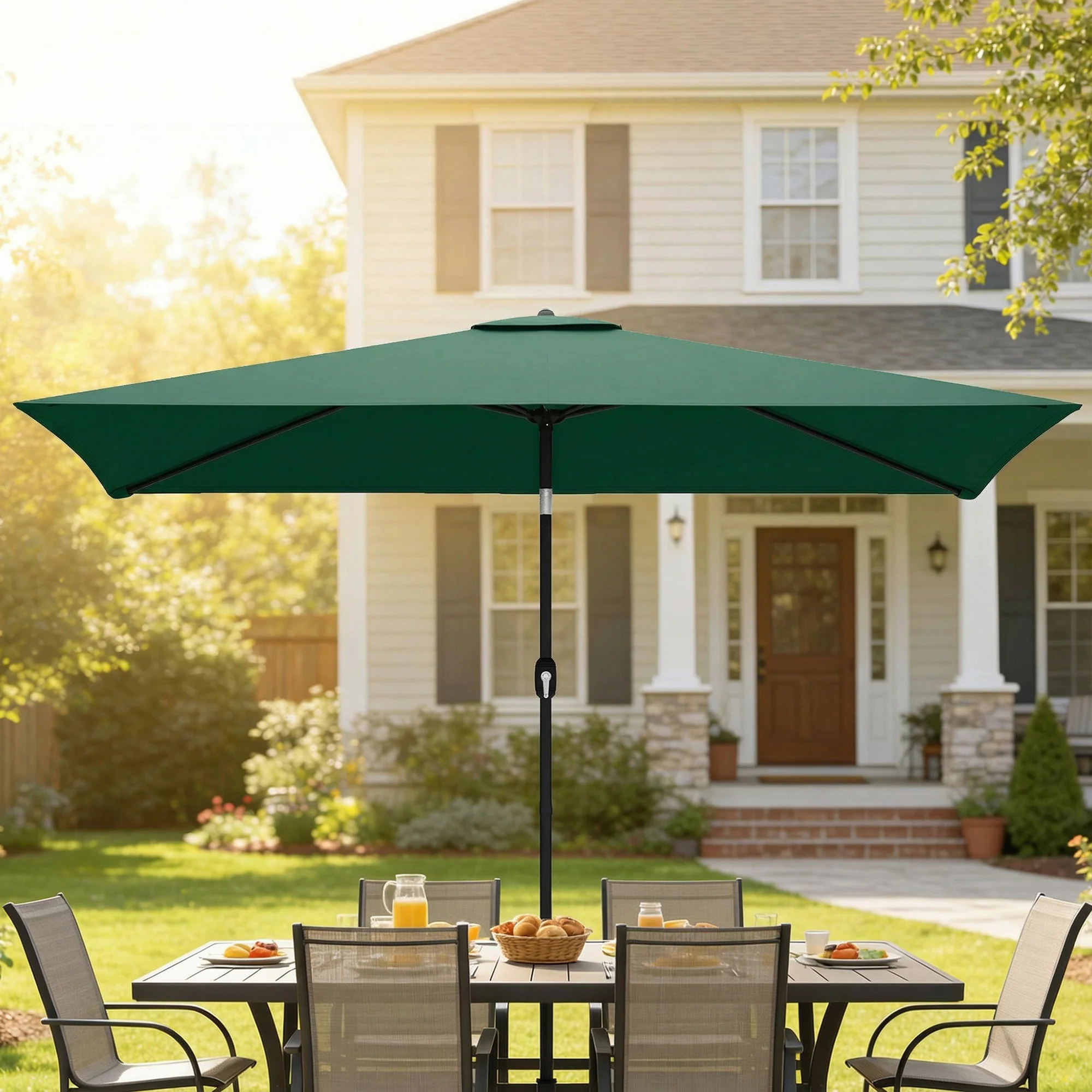 Outsunny Garden Parasol, Outdoor Umbrella With Tilt Function, Green - Image 8