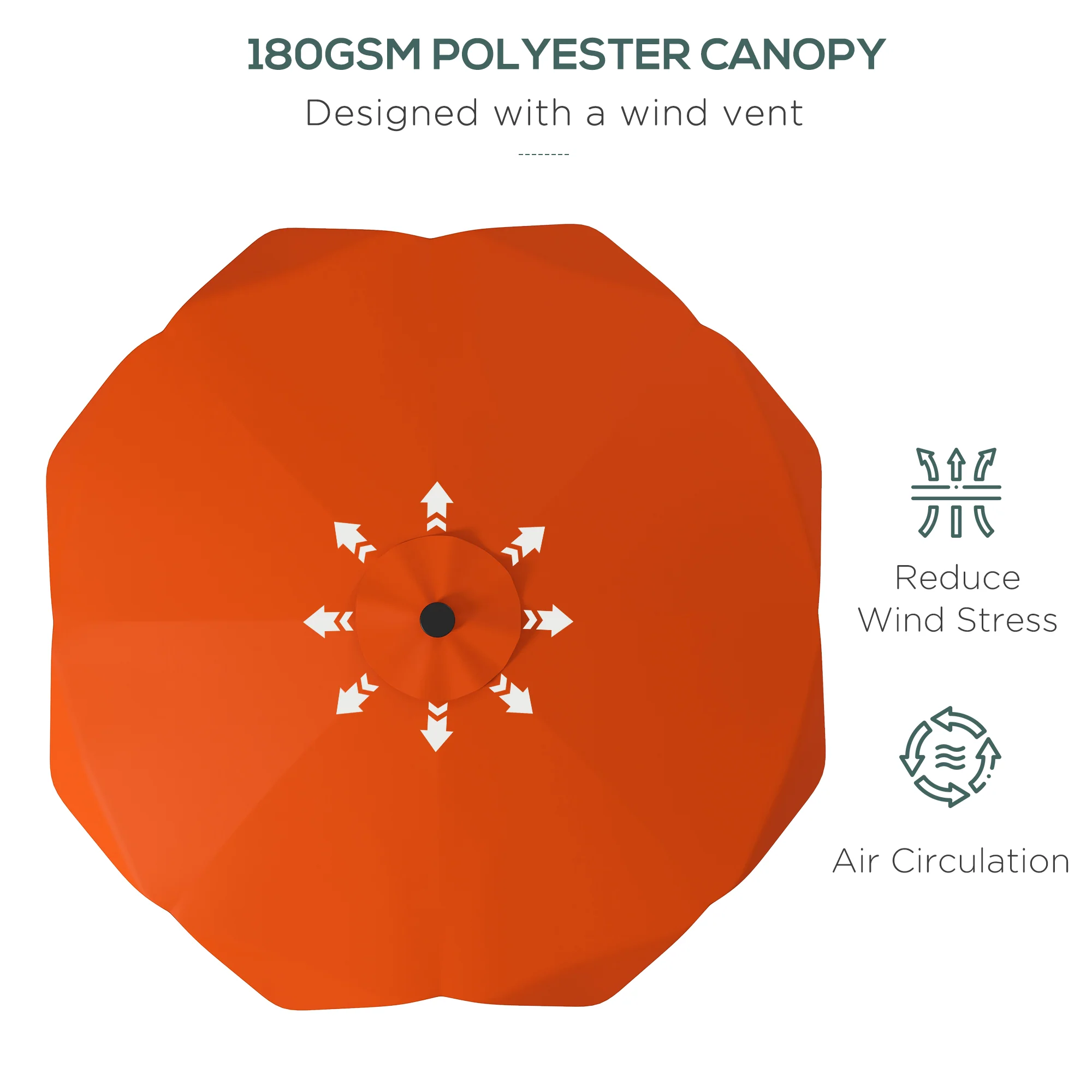Outsunny Garden Parasol Umbrella with LED Lights and Tilt, Table Umbrella - Image 6
