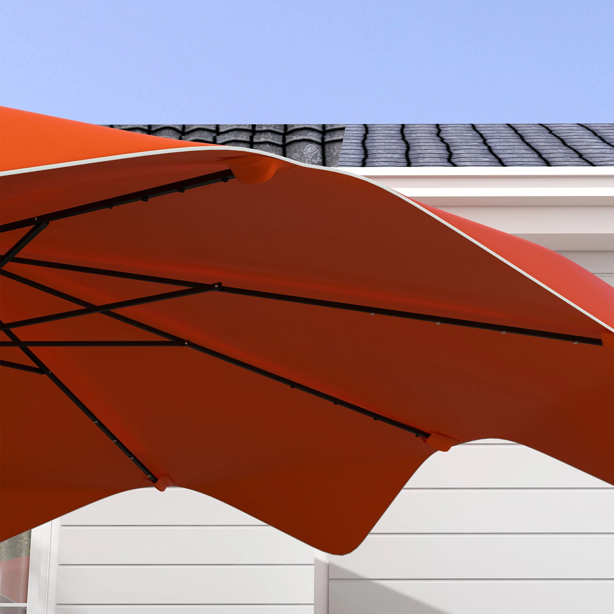 Outsunny Garden Parasol Umbrella with LED Lights and Tilt, Table Umbrella - Image 9