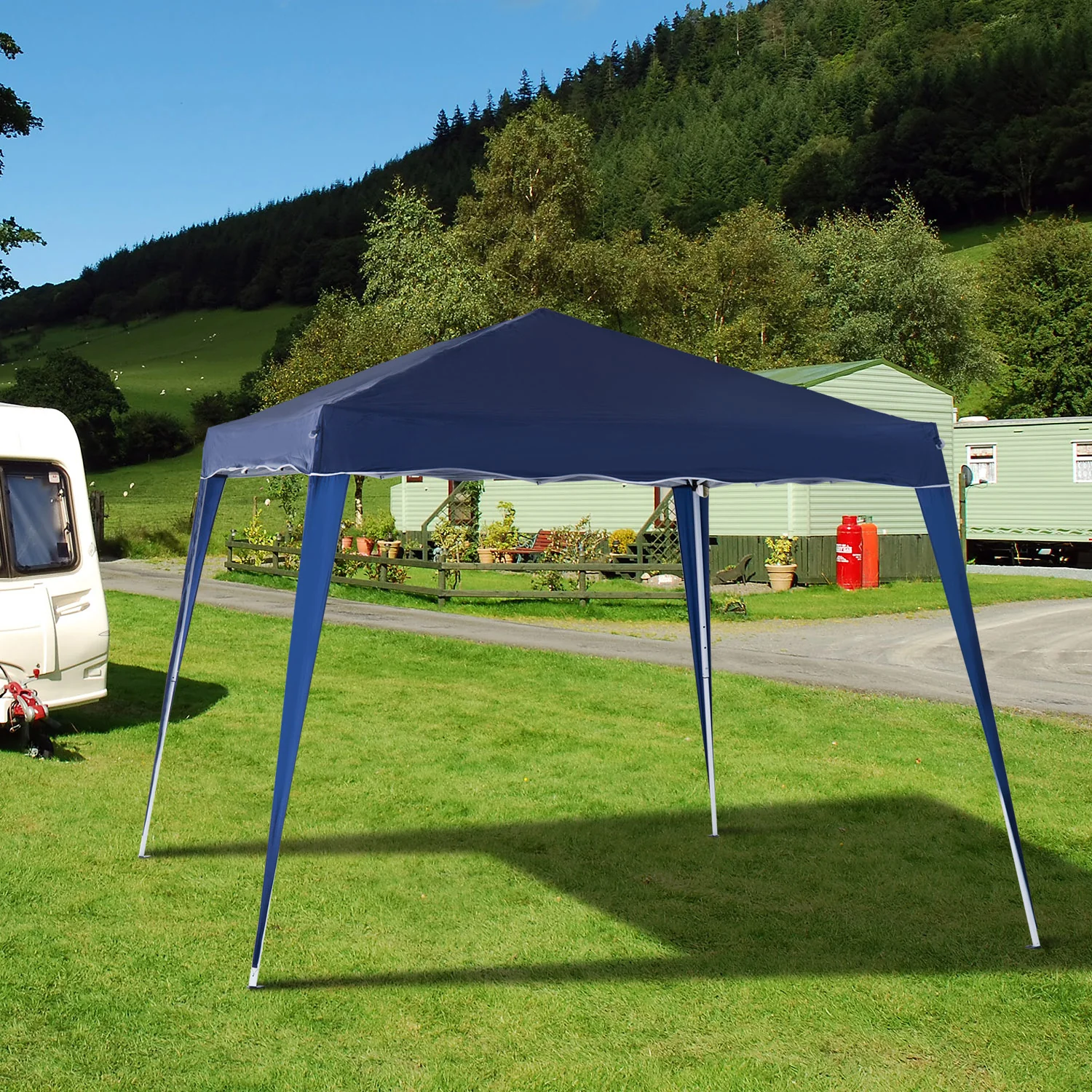 Outsunny Garden Pop Up Gazebo Tent Party Water-resistant 2.5 X 2.5M Blue - Image 2