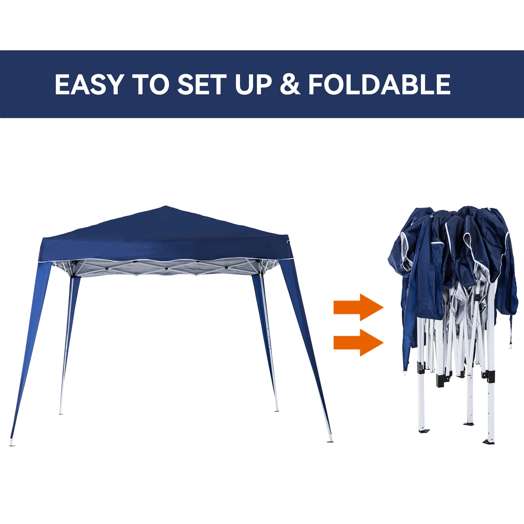 Outsunny Garden Pop Up Gazebo Tent Party Water-resistant 2.5 X 2.5M Blue - Image 3