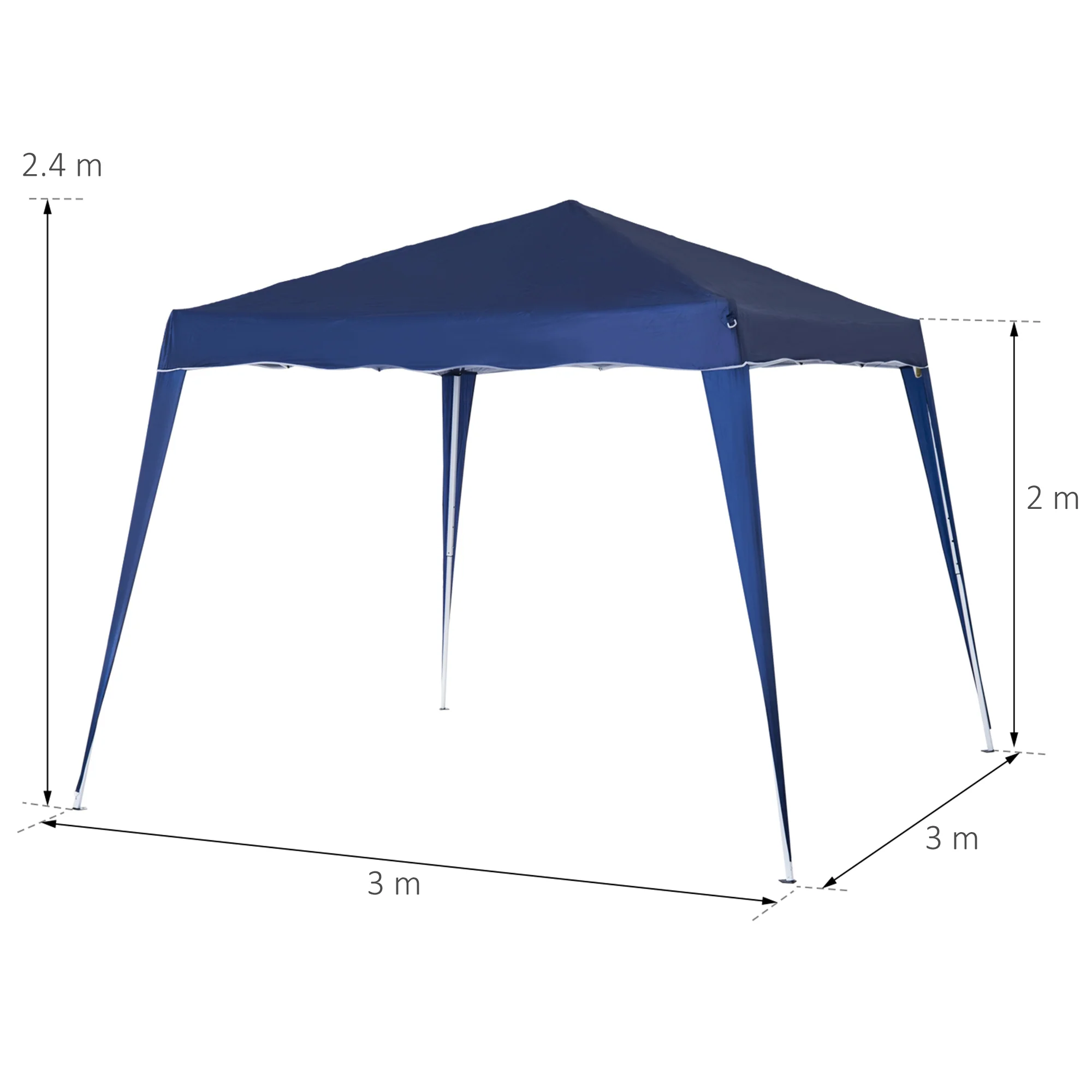 Outsunny Garden Pop Up Gazebo Tent Party Water-resistant 2.5 X 2.5M Blue - Image 5