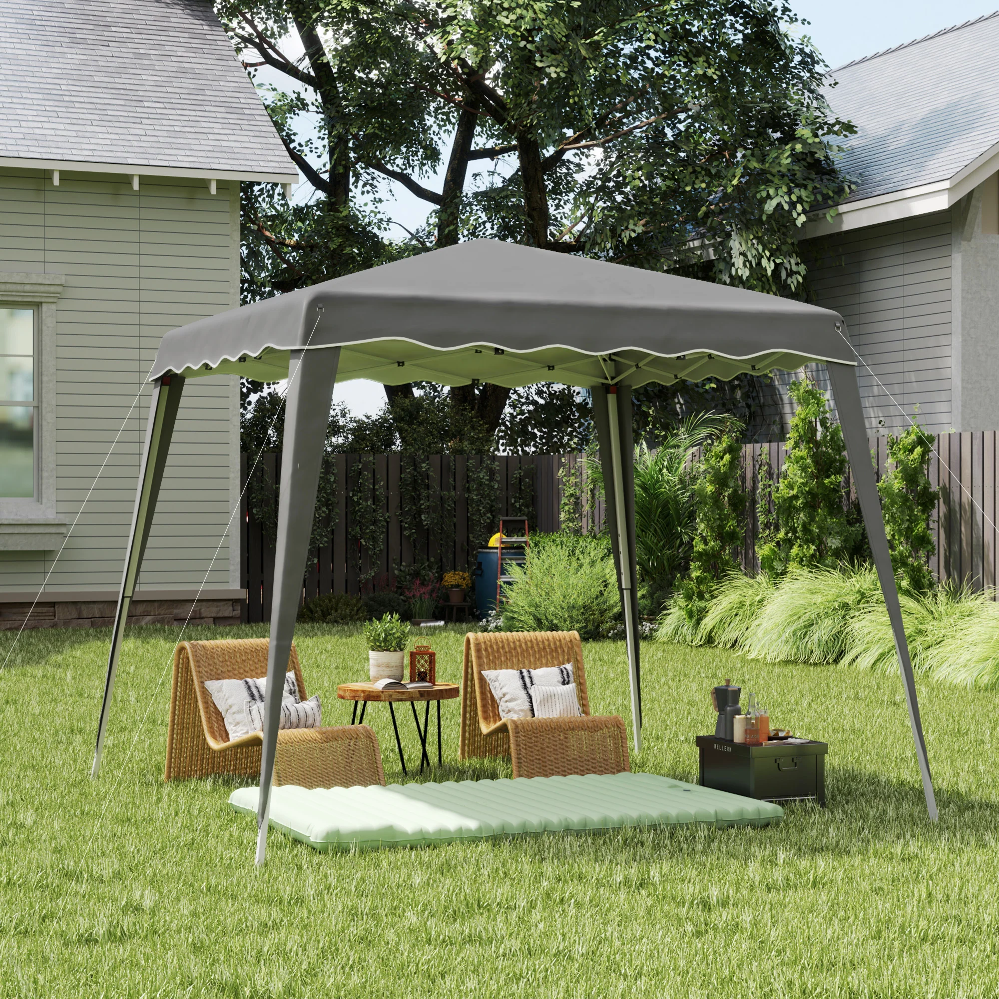 Outsunny Garden Pop up Gazebo Tent Party Water-resistant 2.5 x 2.5M Grey - Image 2