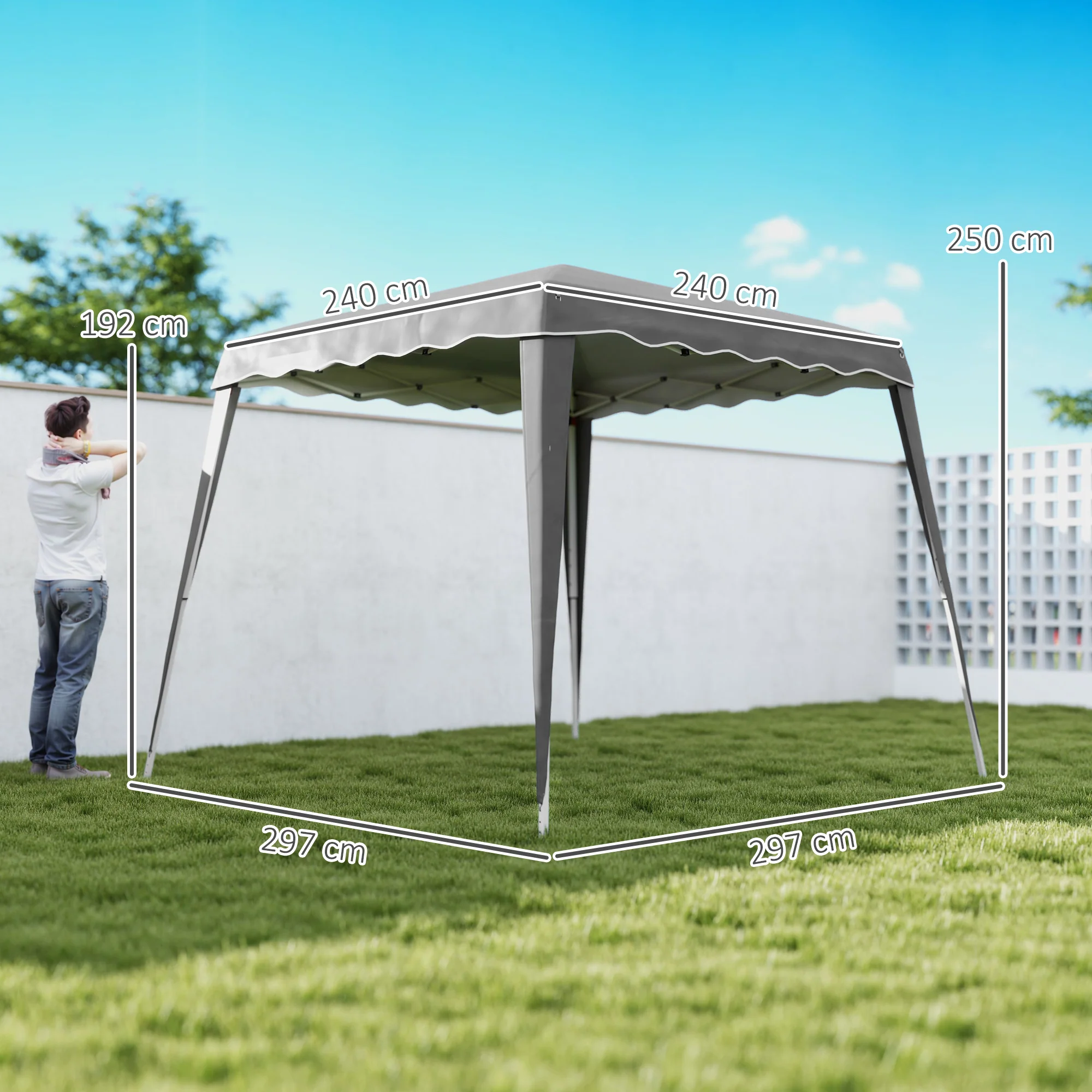 Outsunny Garden Pop up Gazebo Tent Party Water-resistant 2.5 x 2.5M Grey - Image 5