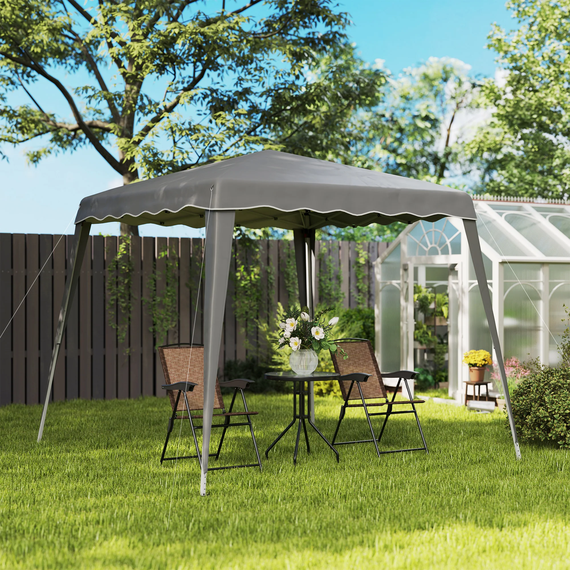 Outsunny Garden Pop up Gazebo Tent Party Water-resistant 2.5 x 2.5M Grey - Image 8