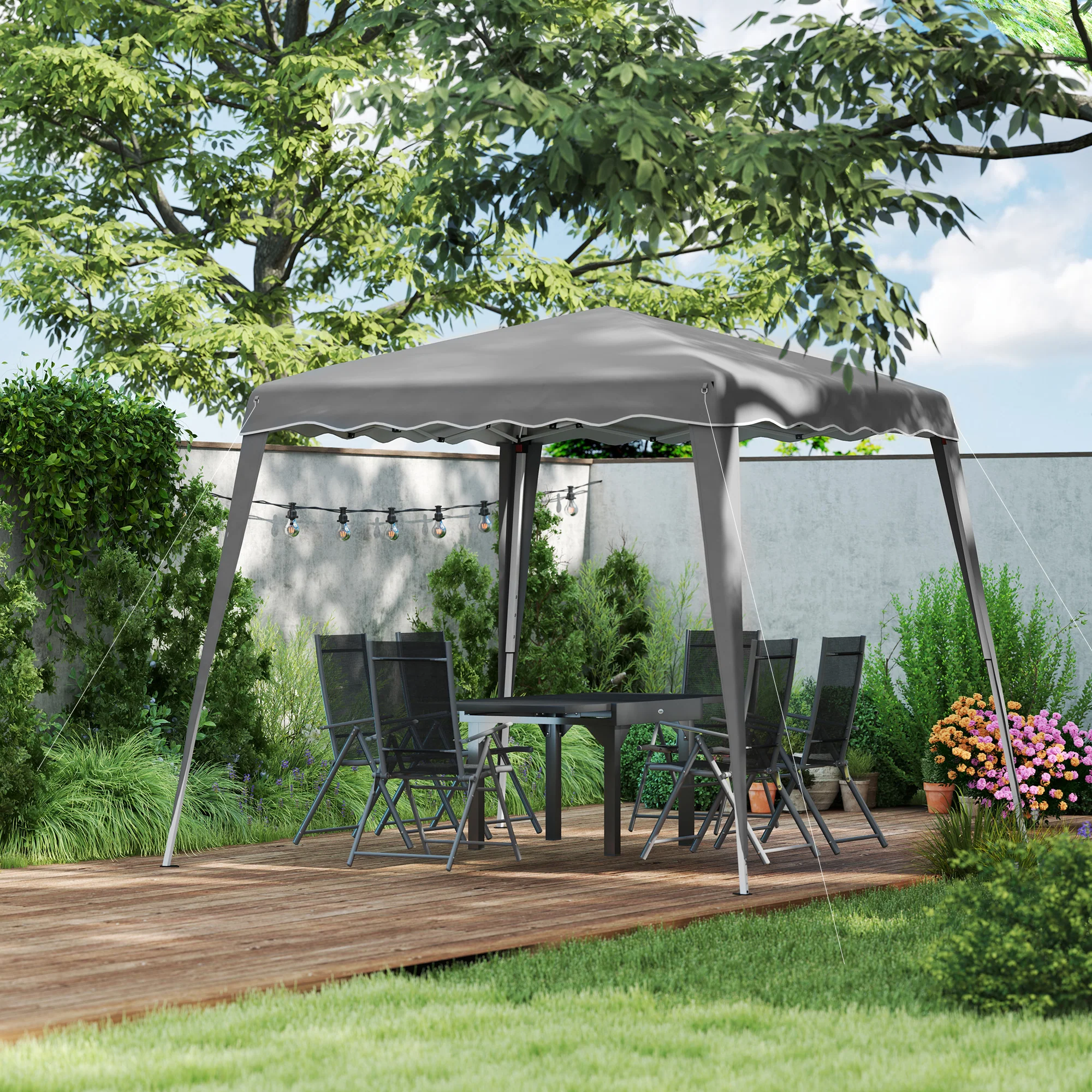 Outsunny Garden Pop up Gazebo Tent Party Water-resistant 2.5 x 2.5M Grey - Image 9