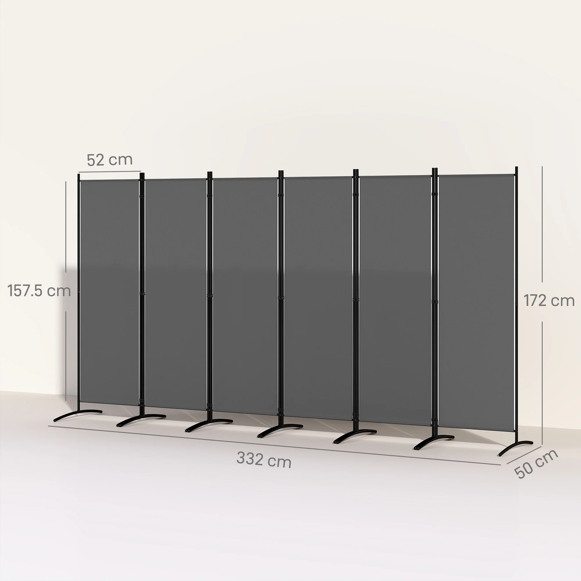 Outsunny Garden Privacy Screen Foldable 6 Panel Room Divider, Dark Grey - Image 5