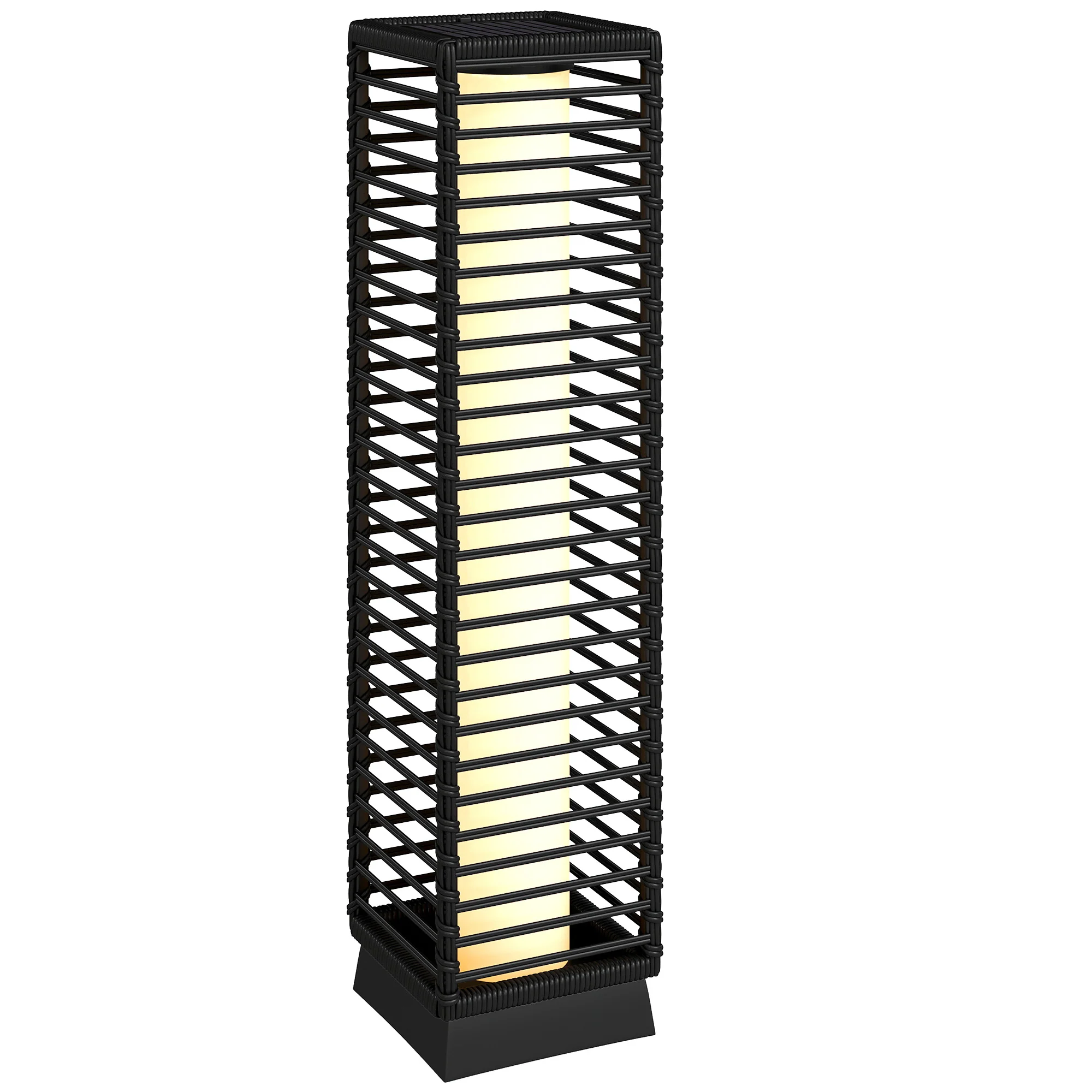 Outsunny Garden Rattan Lamp, 68 cm Solar Rattan Floor Lamp with Auto On/Off