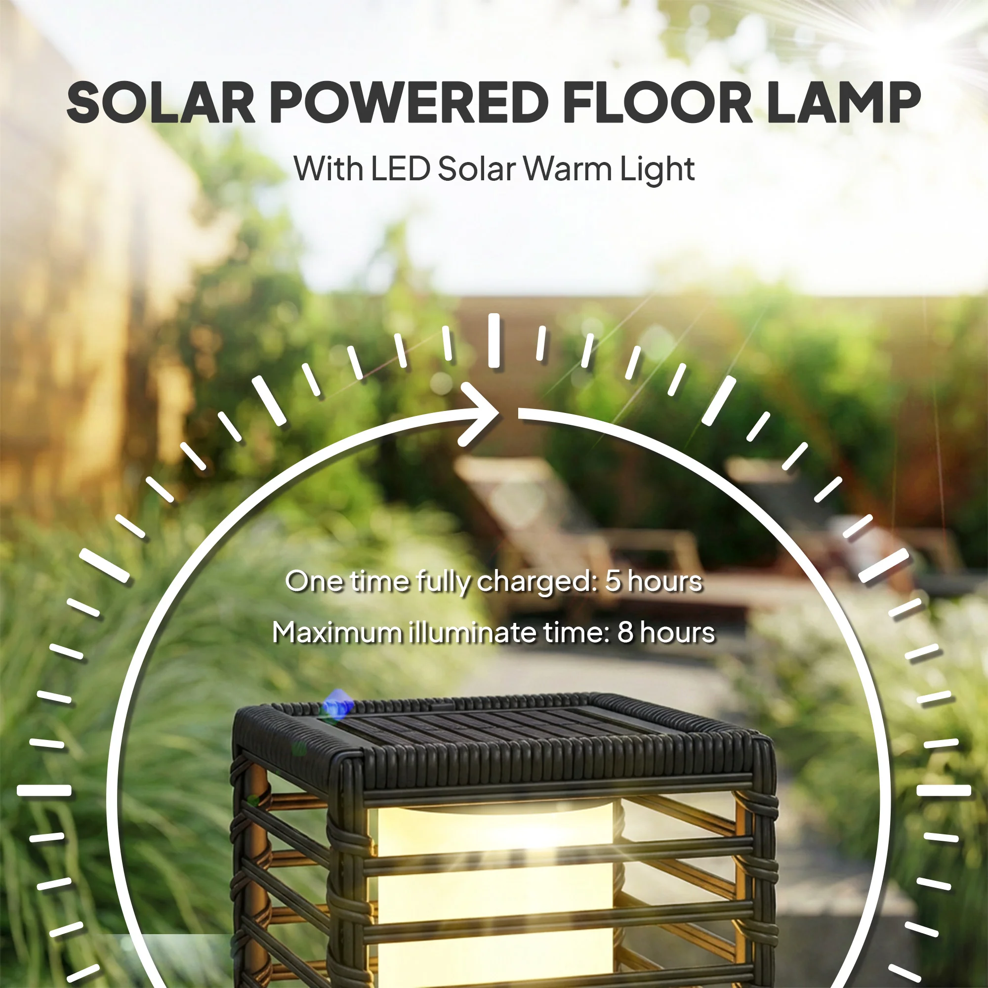 Outsunny Garden Rattan Lamp, 68 cm Solar Rattan Floor Lamp with Auto On/Off - Image 4