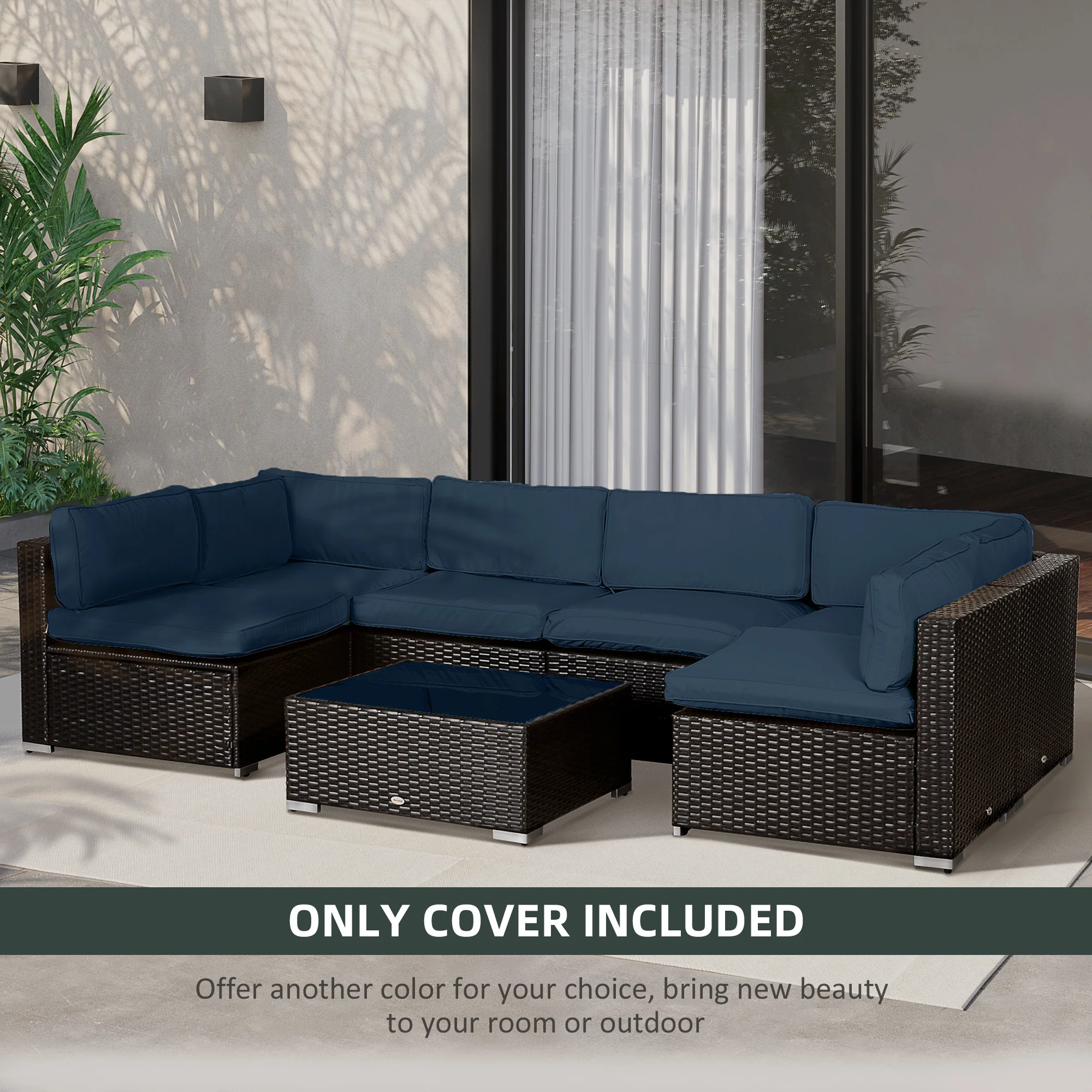 Outsunny Garden Rattan Sofa Set Polyester Cover Replacement No Cushion - Image 15