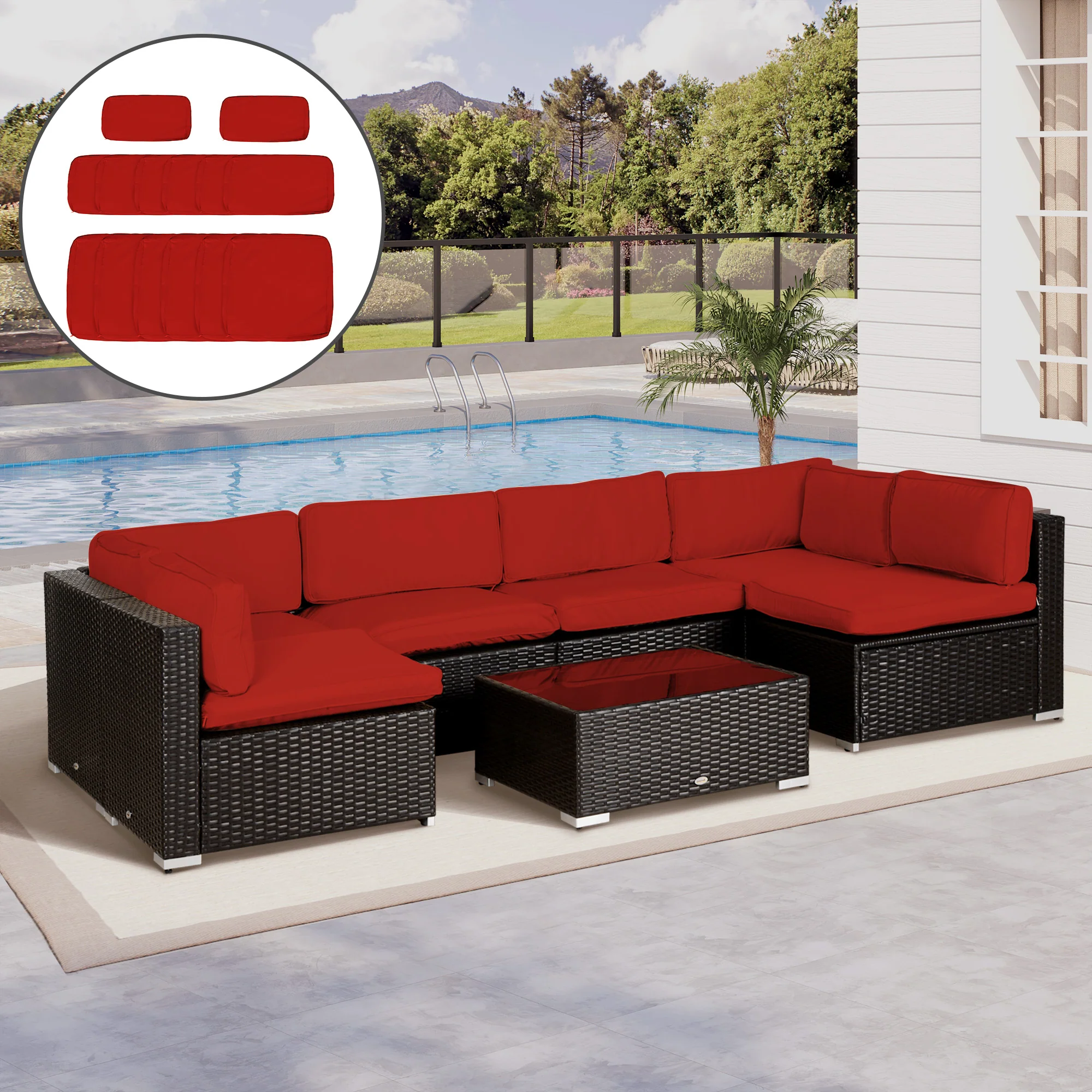 Outsunny Garden Rattan Sofa Set Polyester Cover Replacement No Cushion - Image 20