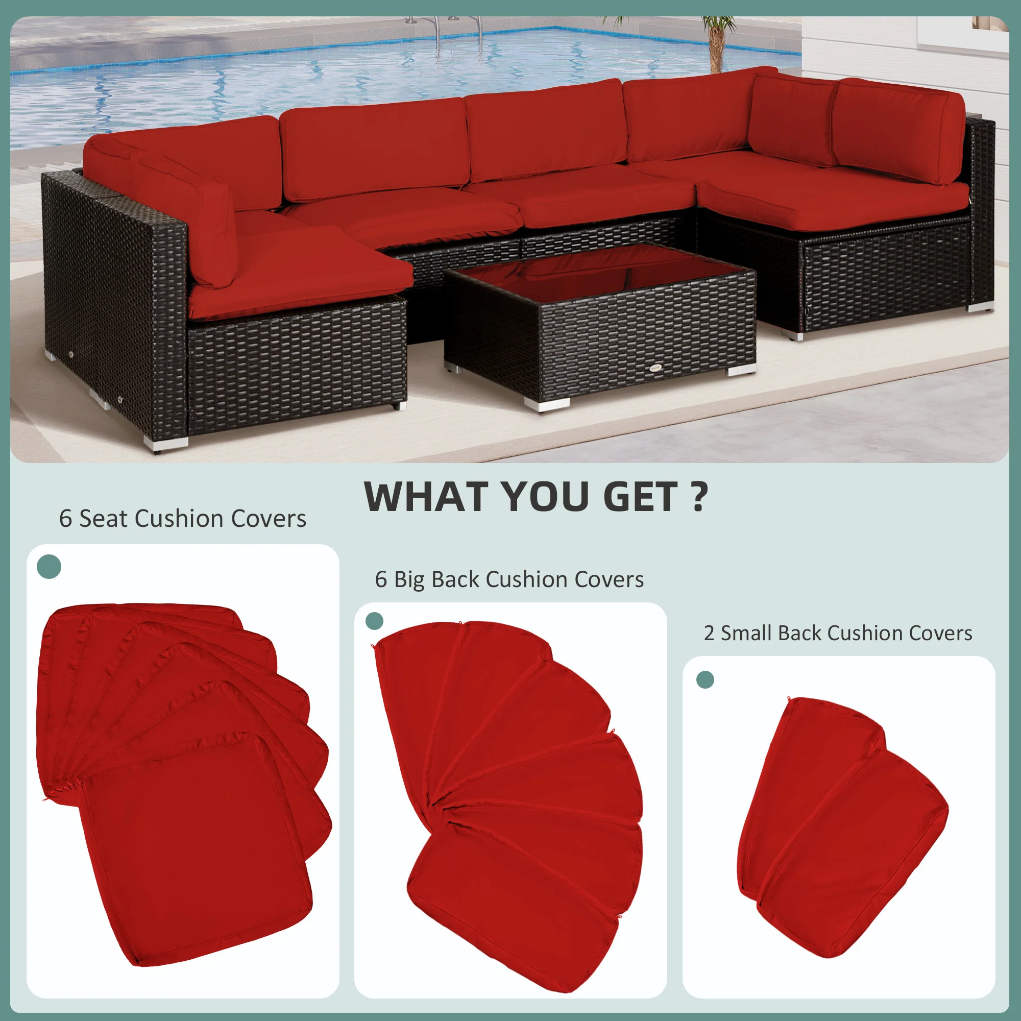 Outsunny Garden Rattan Sofa Set Polyester Cover Replacement No Cushion - Image 21