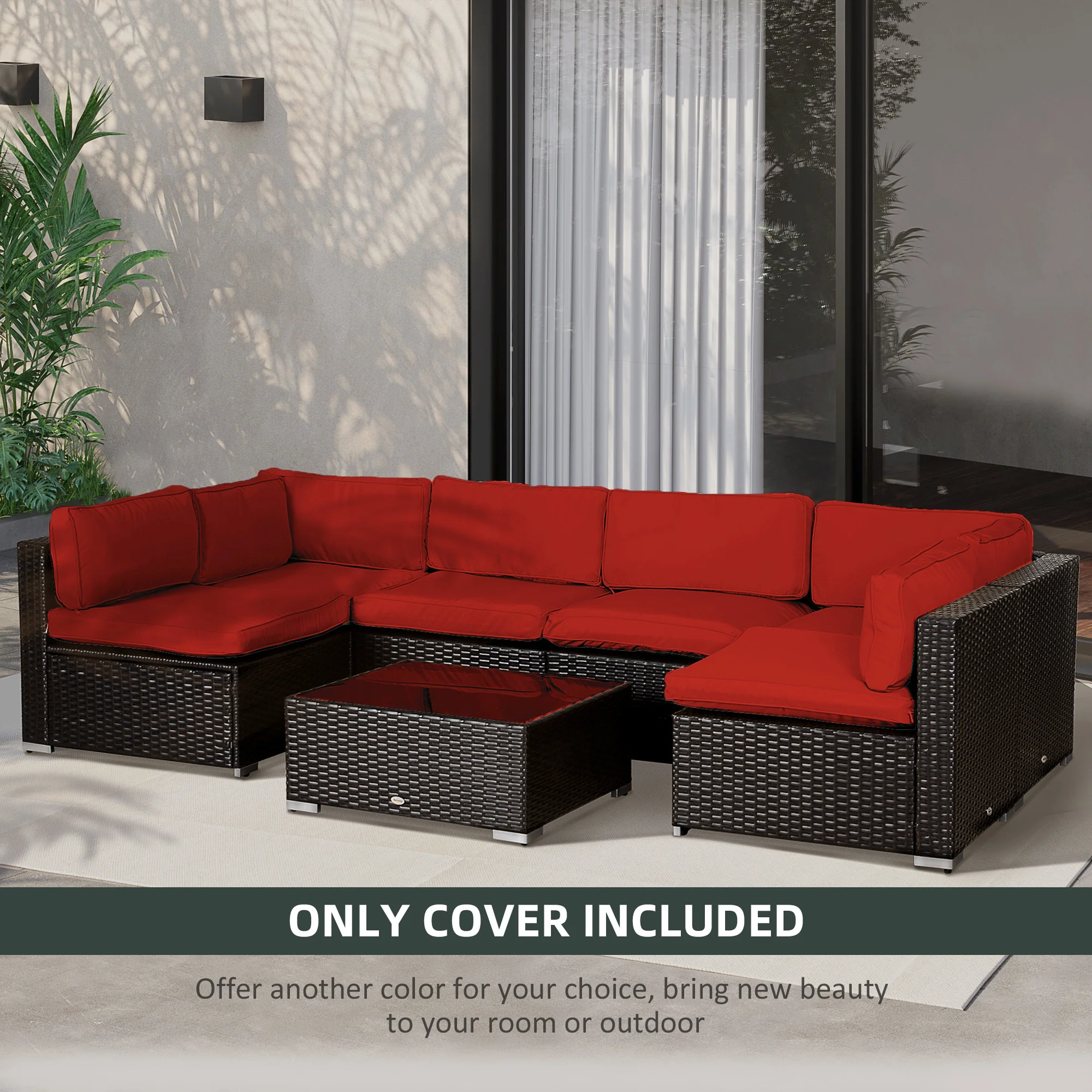 Outsunny Garden Rattan Sofa Set Polyester Cover Replacement No Cushion - Image 24