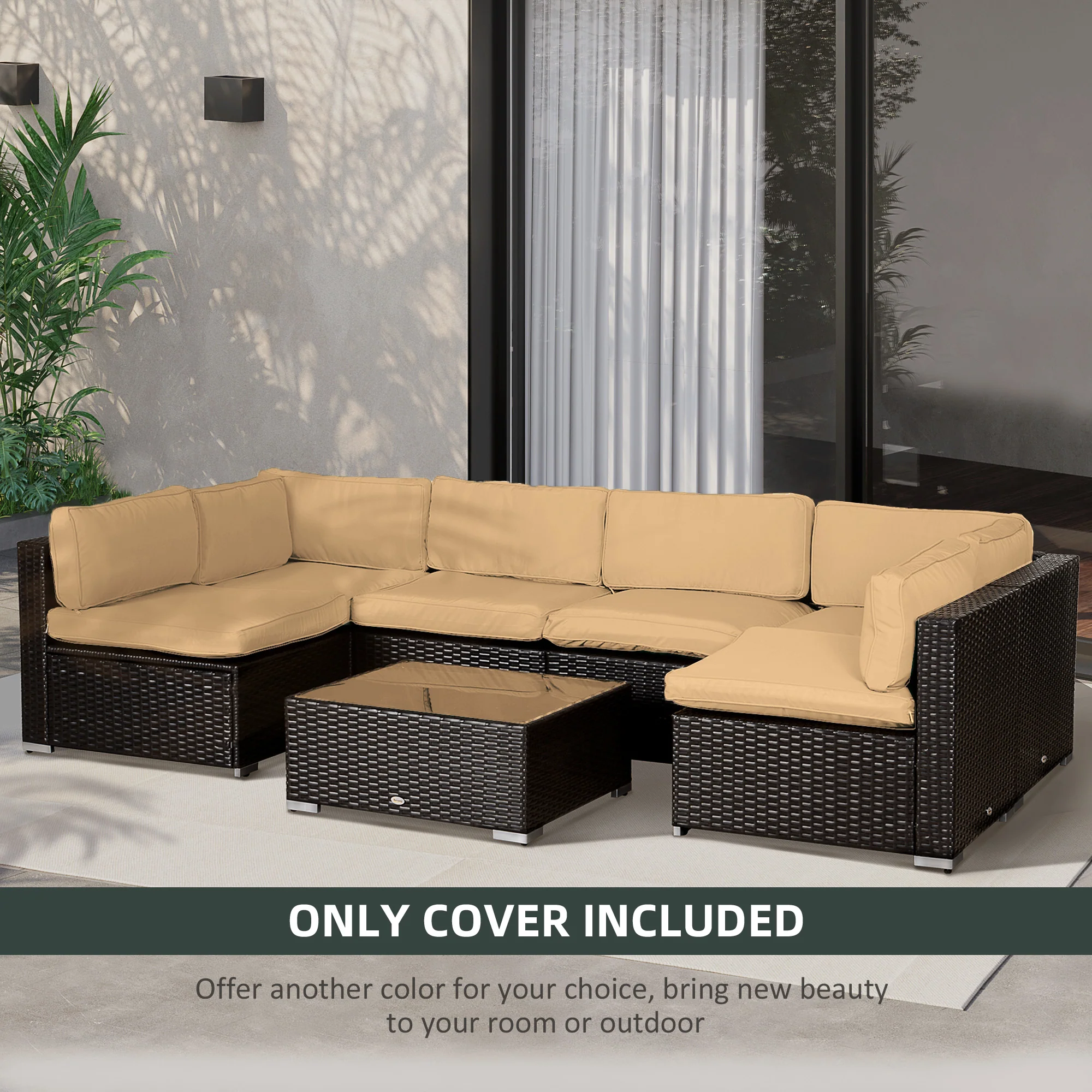 Outsunny Garden Rattan Sofa Set Polyester Cover Replacement No Cushion - Image 6