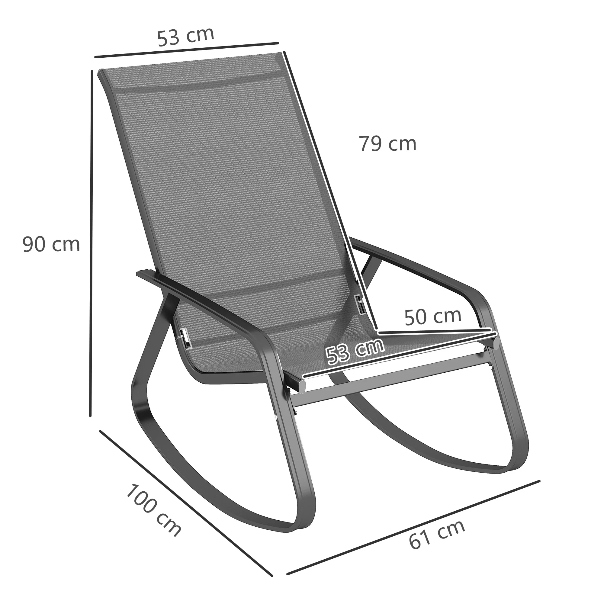 Outsunny Garden Rocking Chair With Armrests, High Back - Image 5