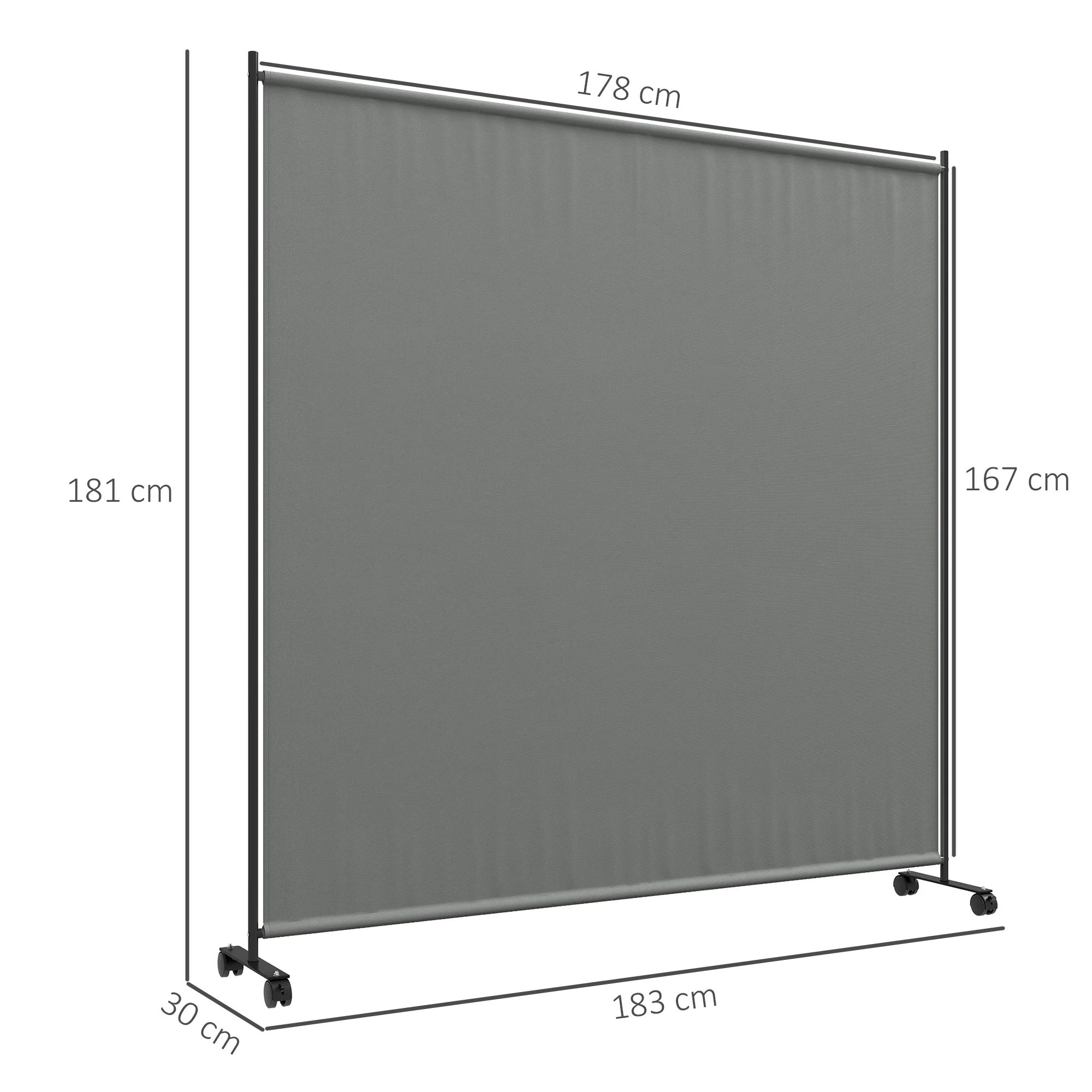 Outsunny Garden Screen with Wheels, 6ft Rolling Privacy Room Divider, Dark Grey - Image 5