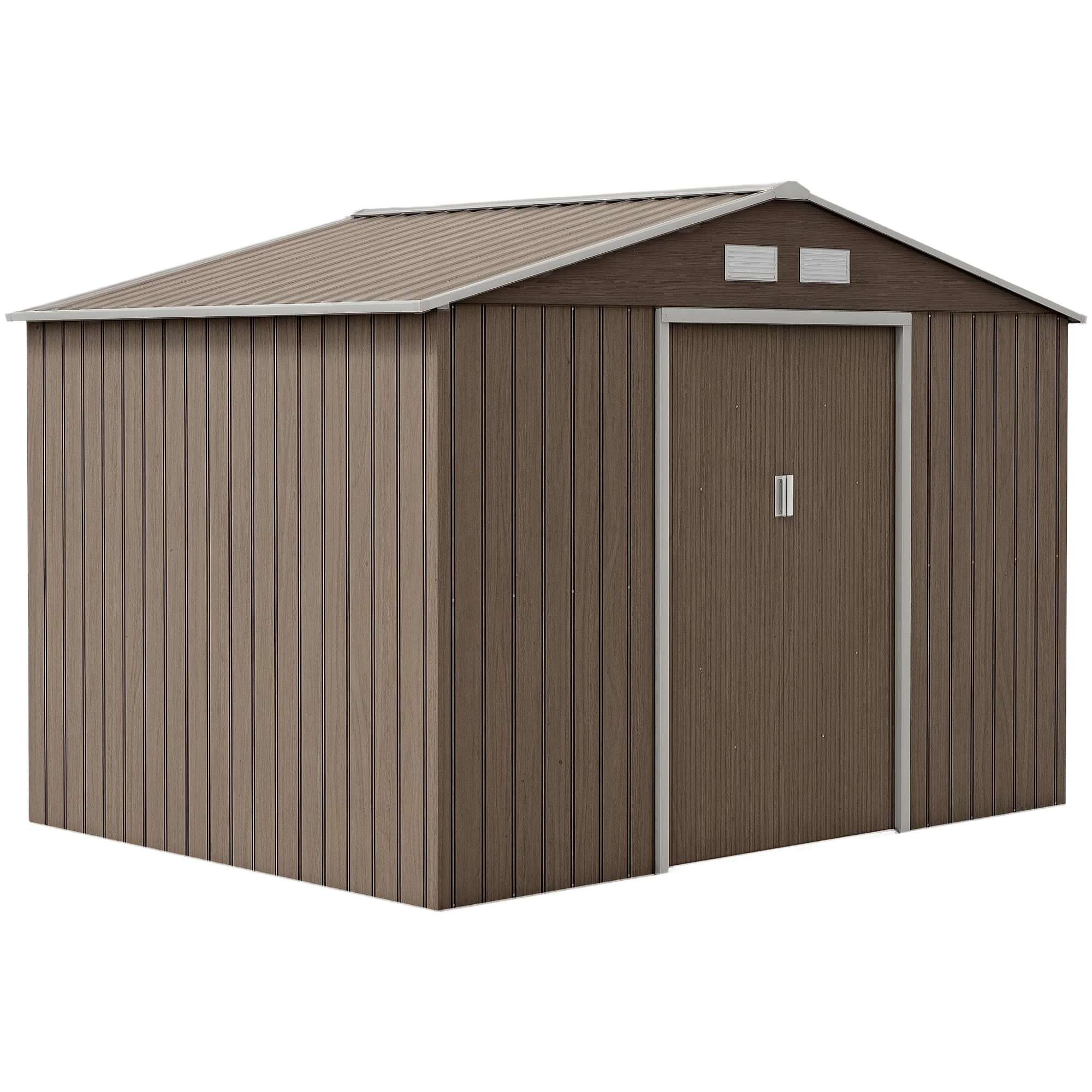 Outsunny Garden Shed Storage Unit w/Locking Door Floor Foundation Vent Grey