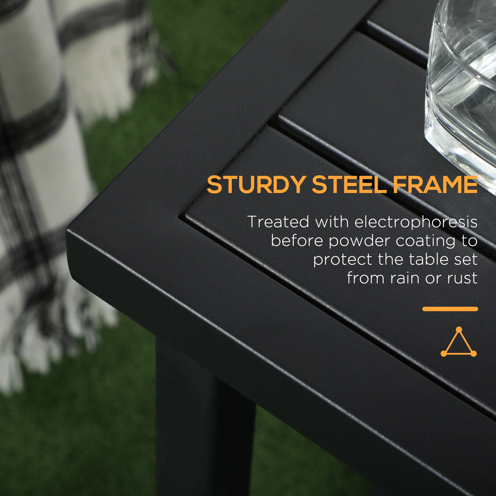 Outsunny Garden Side Table Coffee Table with Umbrella Hole for Patio Balcony - Image 4