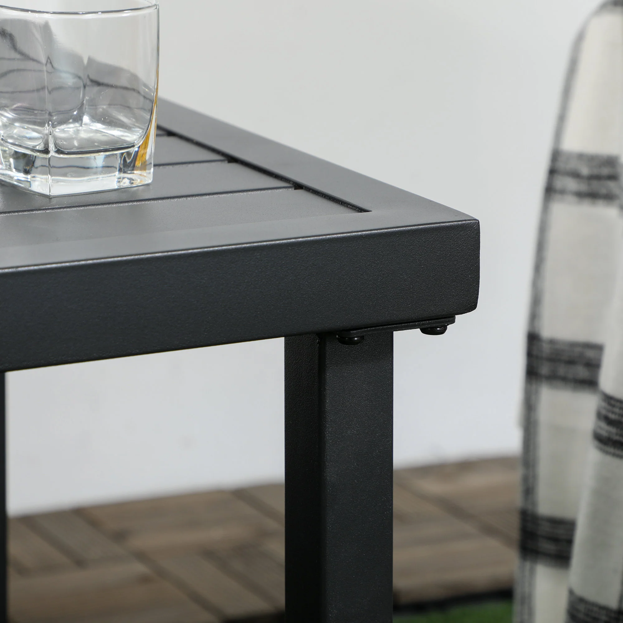 Outsunny Garden Side Table Coffee Table with Umbrella Hole for Patio Balcony - Image 8