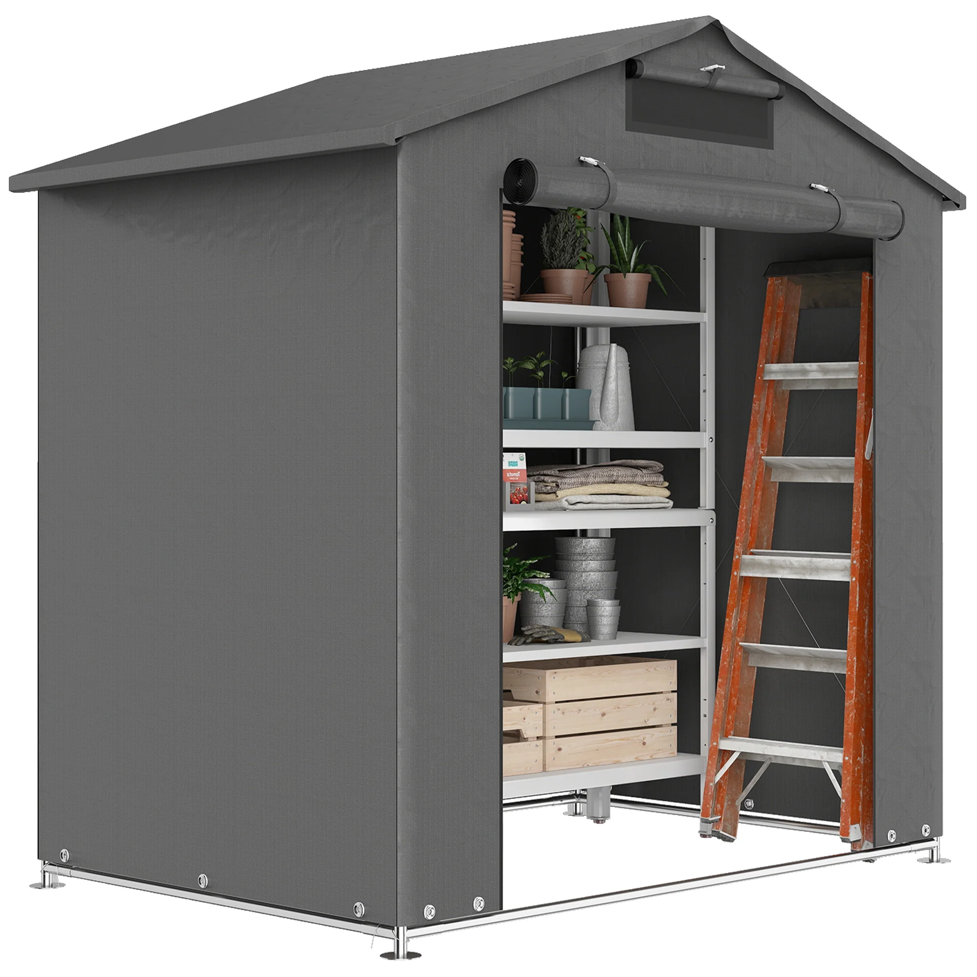 Outsunny Garden Storage Shed Tent Bike Tent, Dark Grey