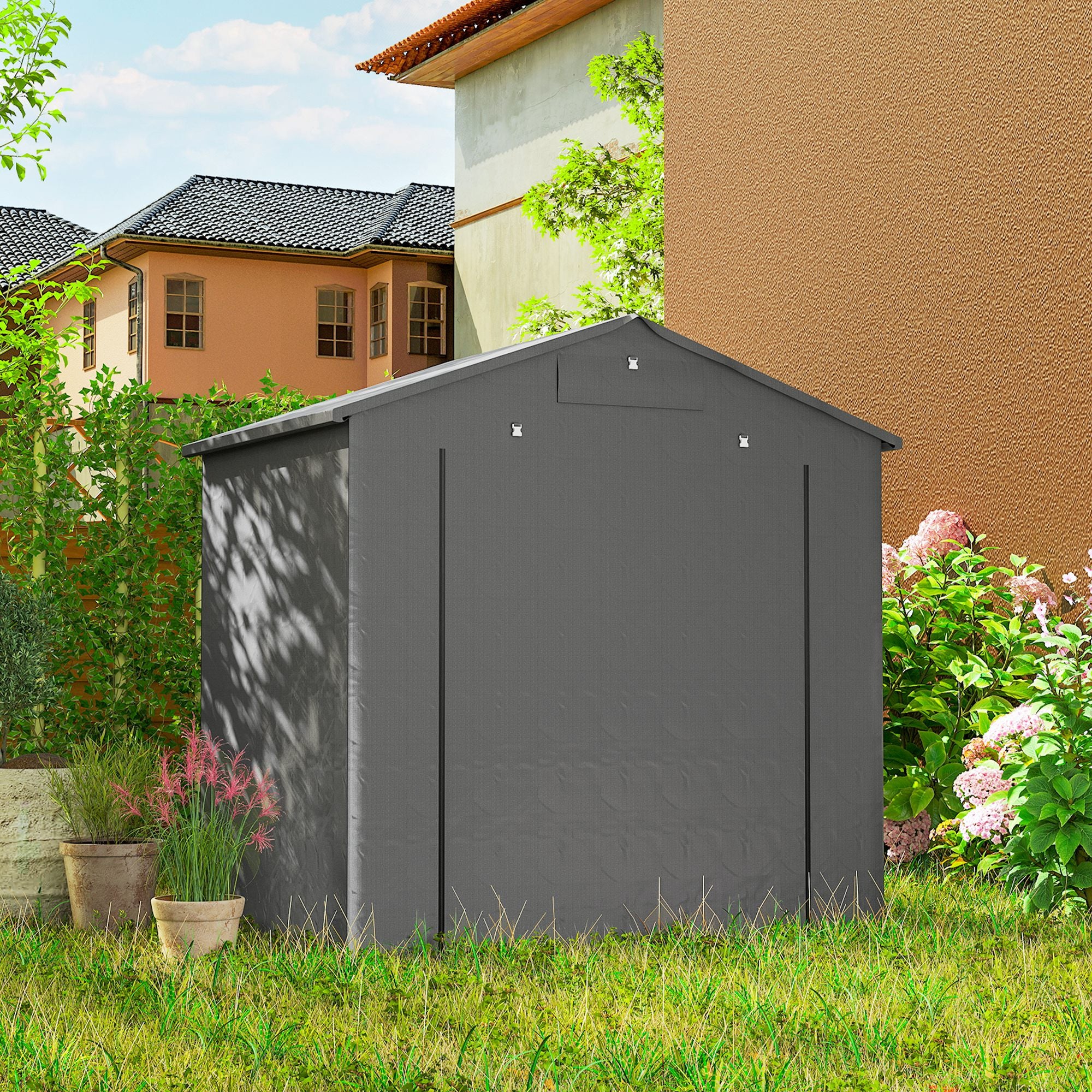 Outsunny Garden Storage Shed Tent Bike Tent, Dark Grey - Image 7