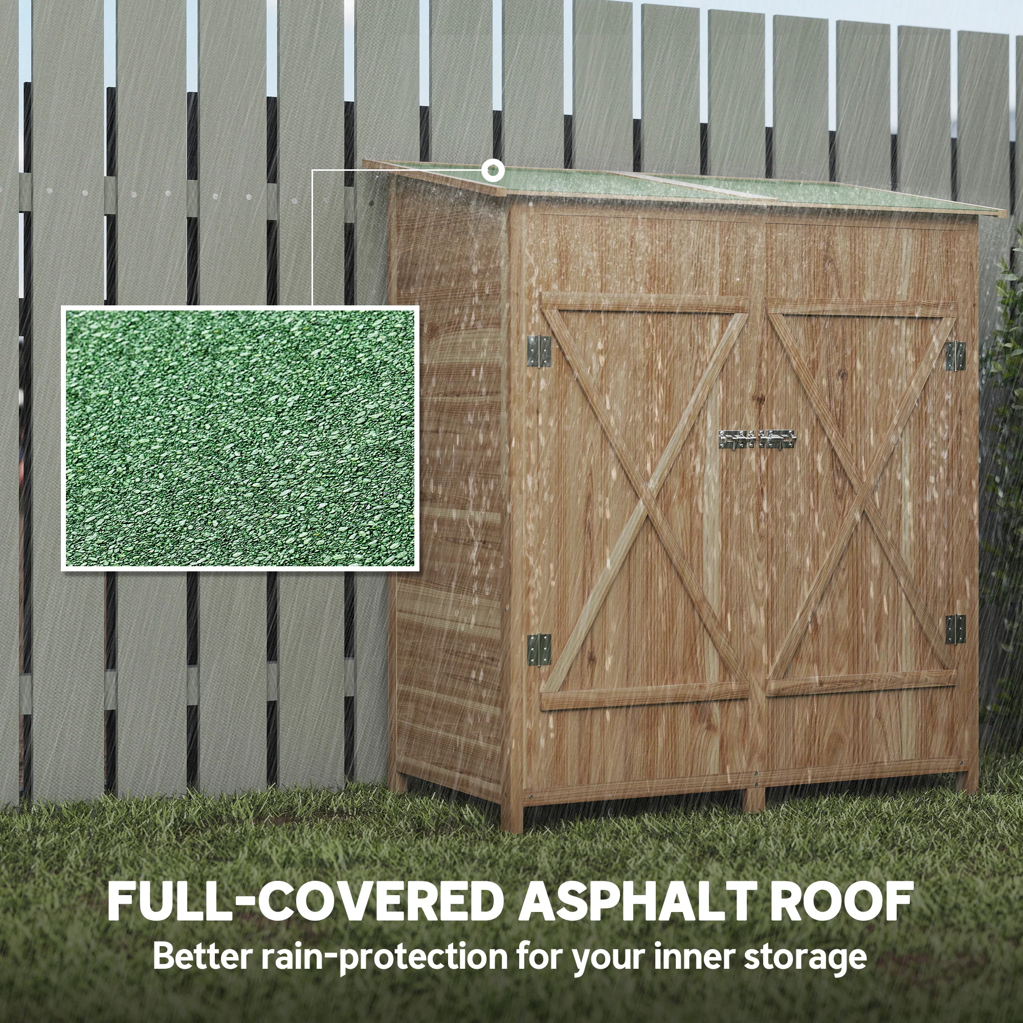 Outsunny Garden Storage Shed Tool Organizer W/ Table, 140x75x157cm, Natural - Image 4