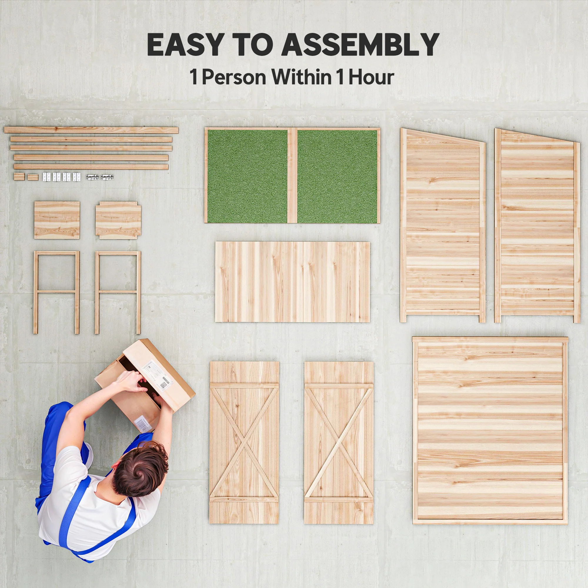 Outsunny Garden Storage Shed Tool Organizer W/ Table, 140x75x157cm, Natural - Image 7