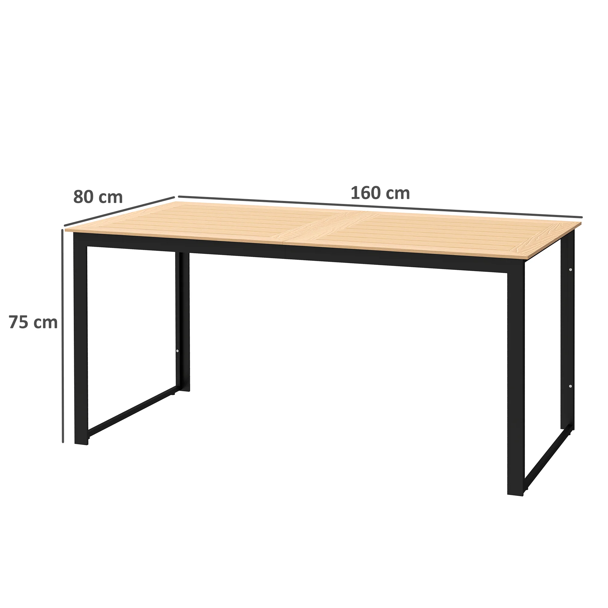 Outsunny Garden Table for 6 People with Slatted Table Top, Metal Frame, Teak - Image 5