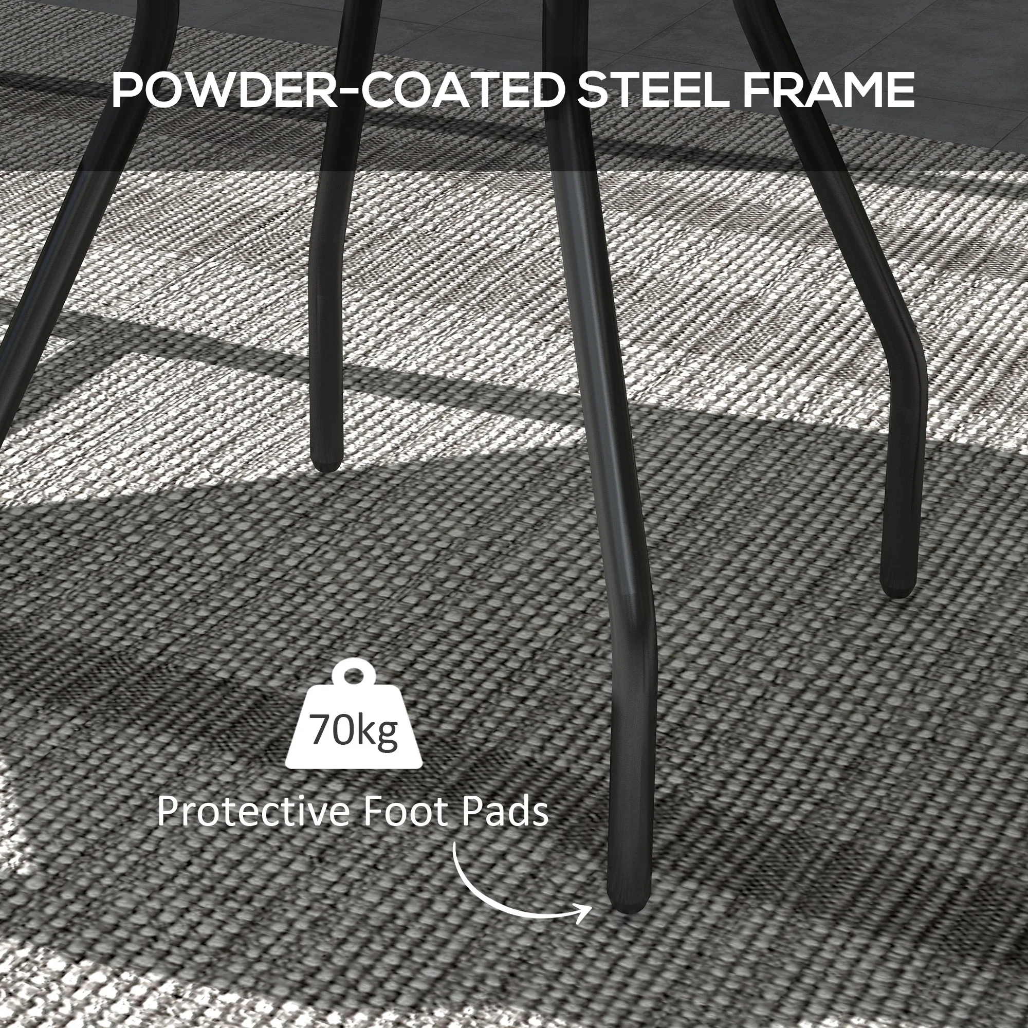 Outsunny Garden Table With Glass Printed Design For Outdoor - Image 13