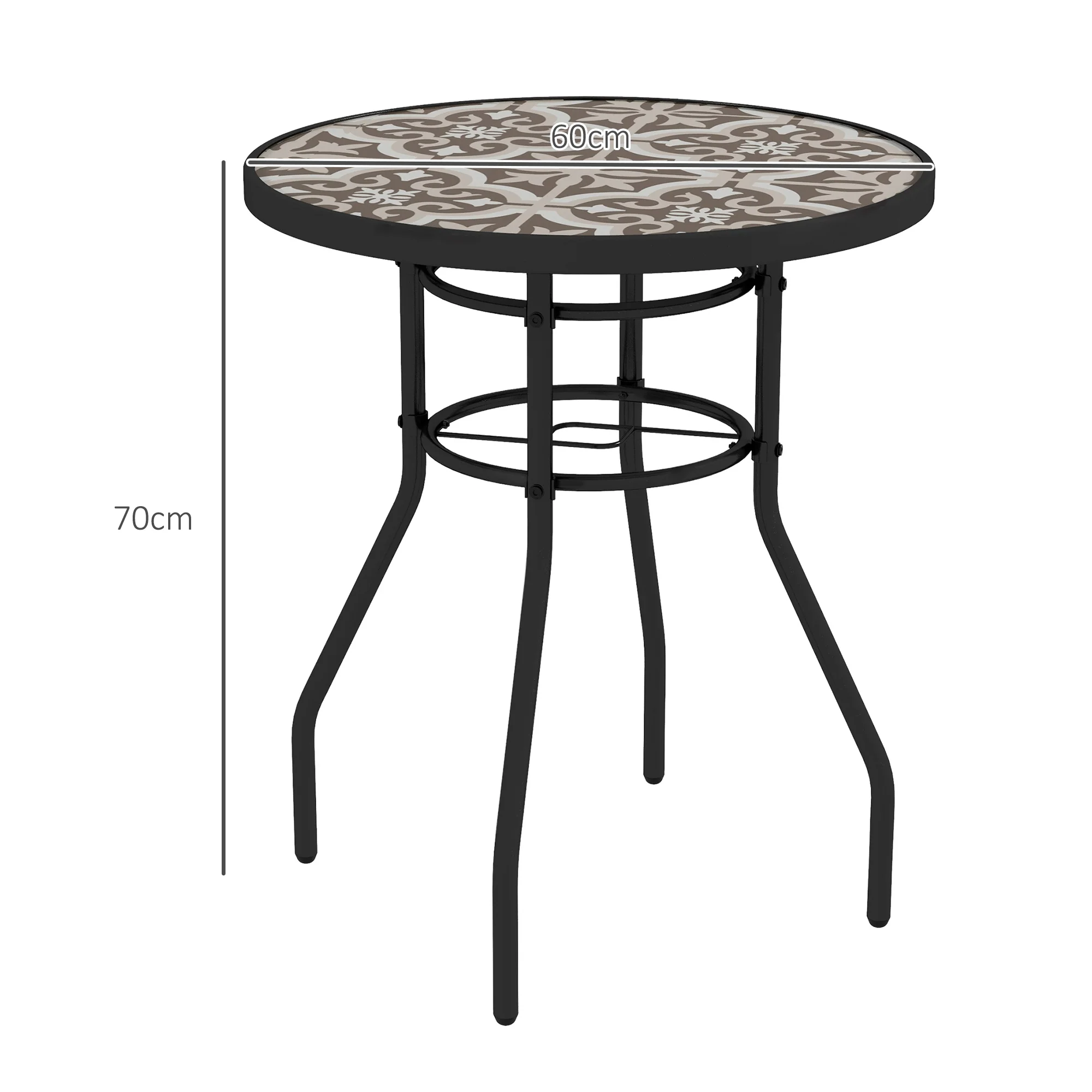 Outsunny Garden Table With Glass Printed Design For Outdoor - Image 14