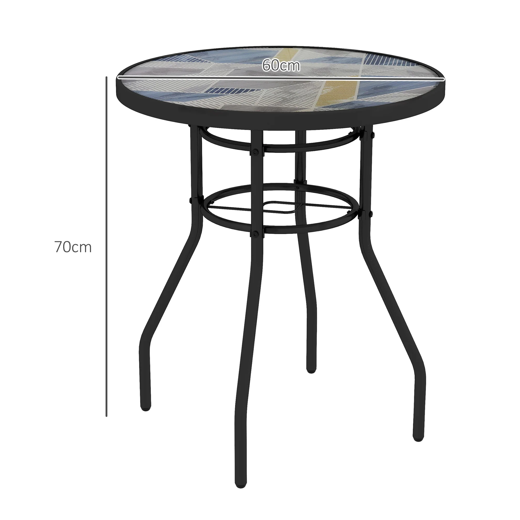 Outsunny Garden Table With Glass Printed Design For Outdoor - Image 5