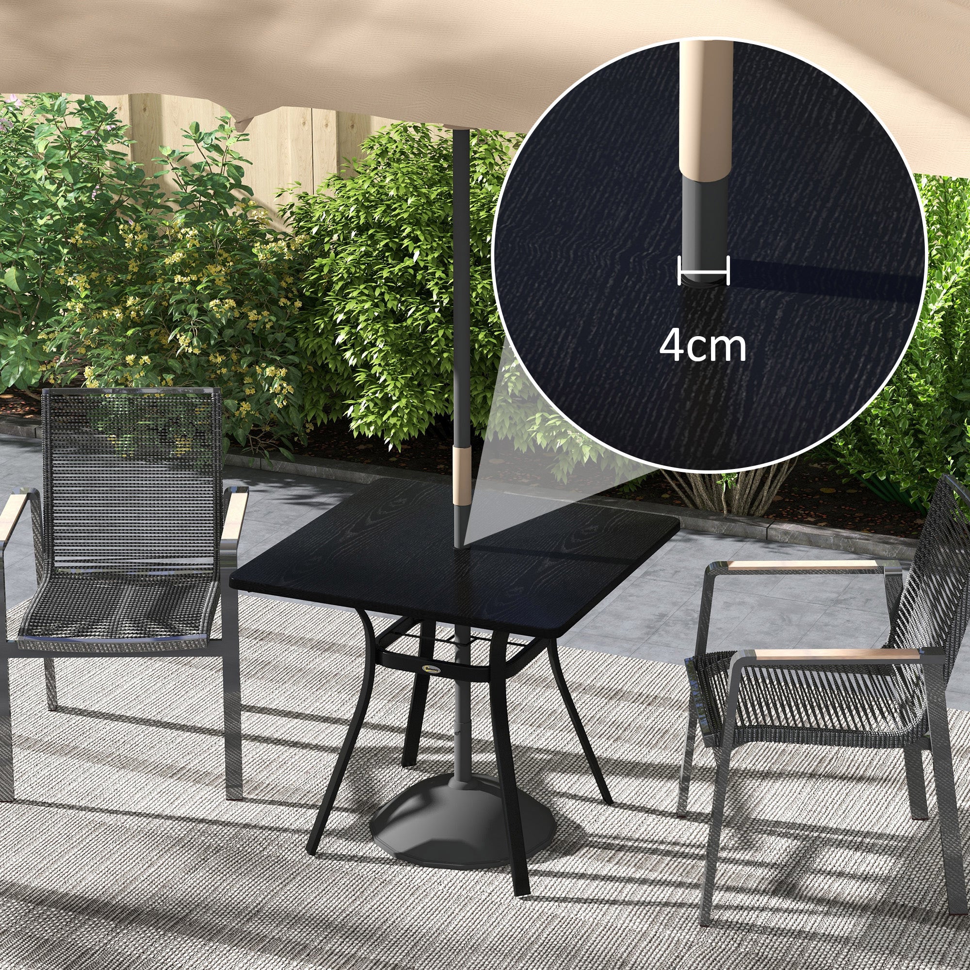 Outsunny Garden Table with Metal Tabletop, Steel Frame for Balcony, Porch, Black - Image 7