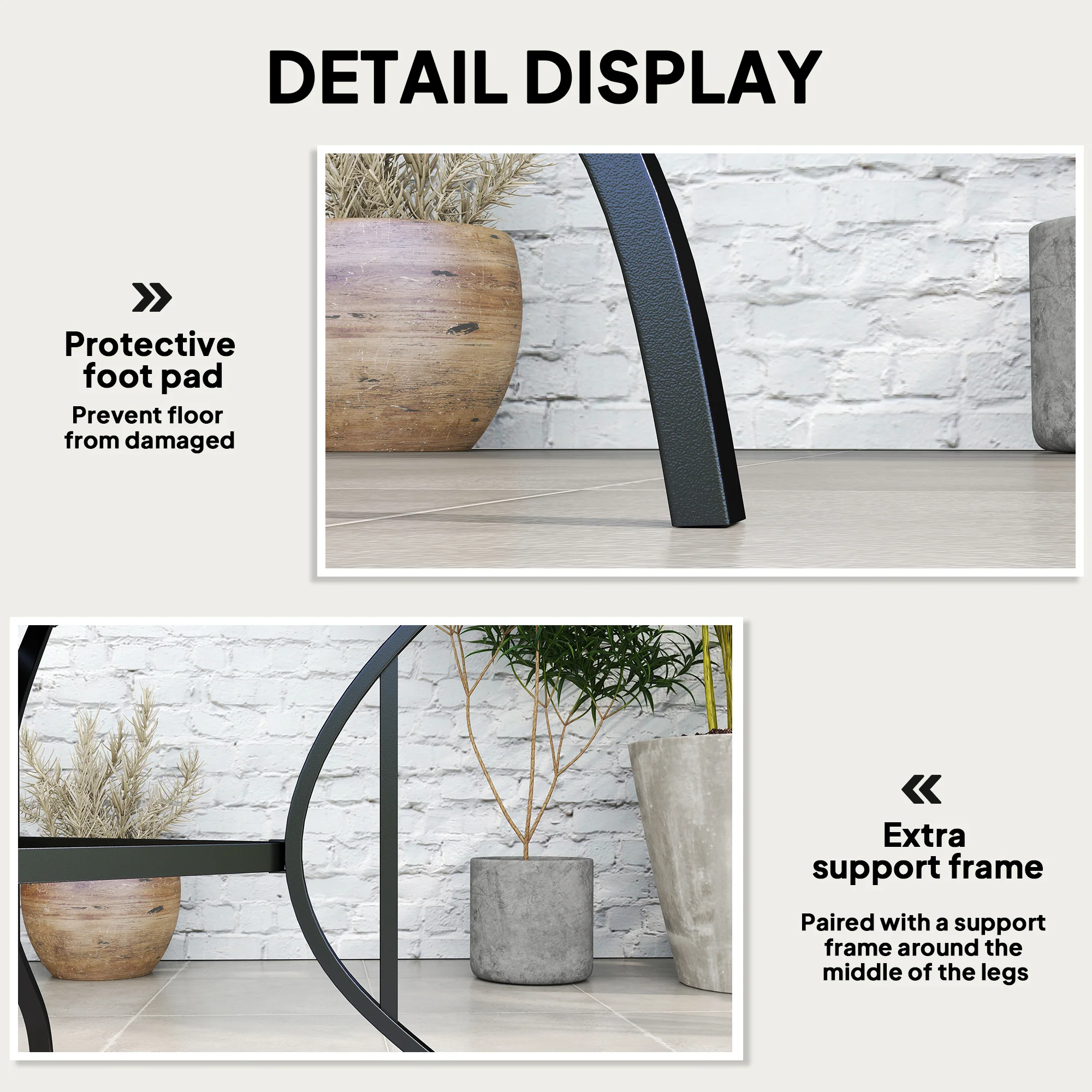 Outsunny Garden Table With Parasol Hole For Four, Slatted Metal Plate Top Grey/Black - Image 15