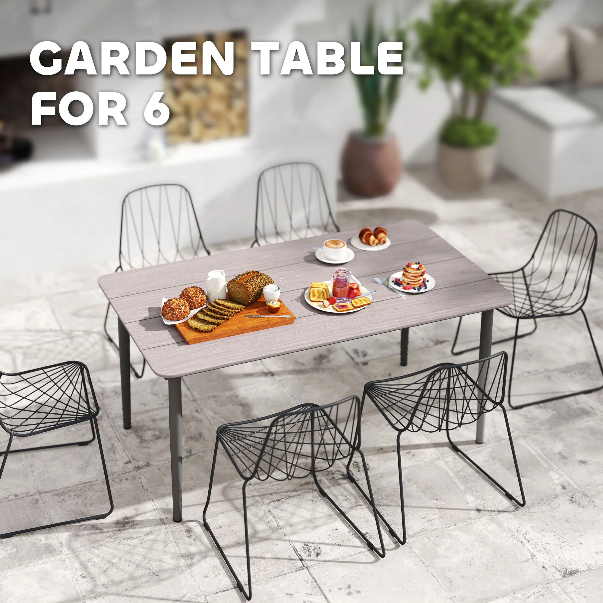 Outsunny Garden Table with Rust Resistant Metal Frame - Image 12