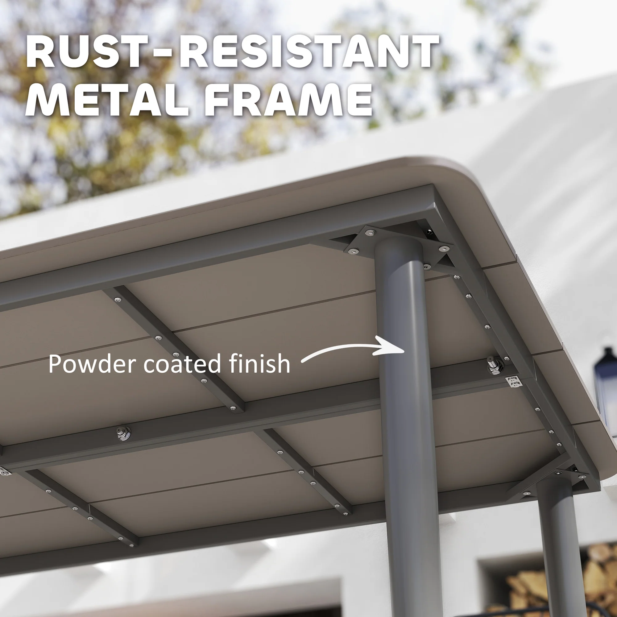 Outsunny Garden Table with Rust Resistant Metal Frame - Image 4