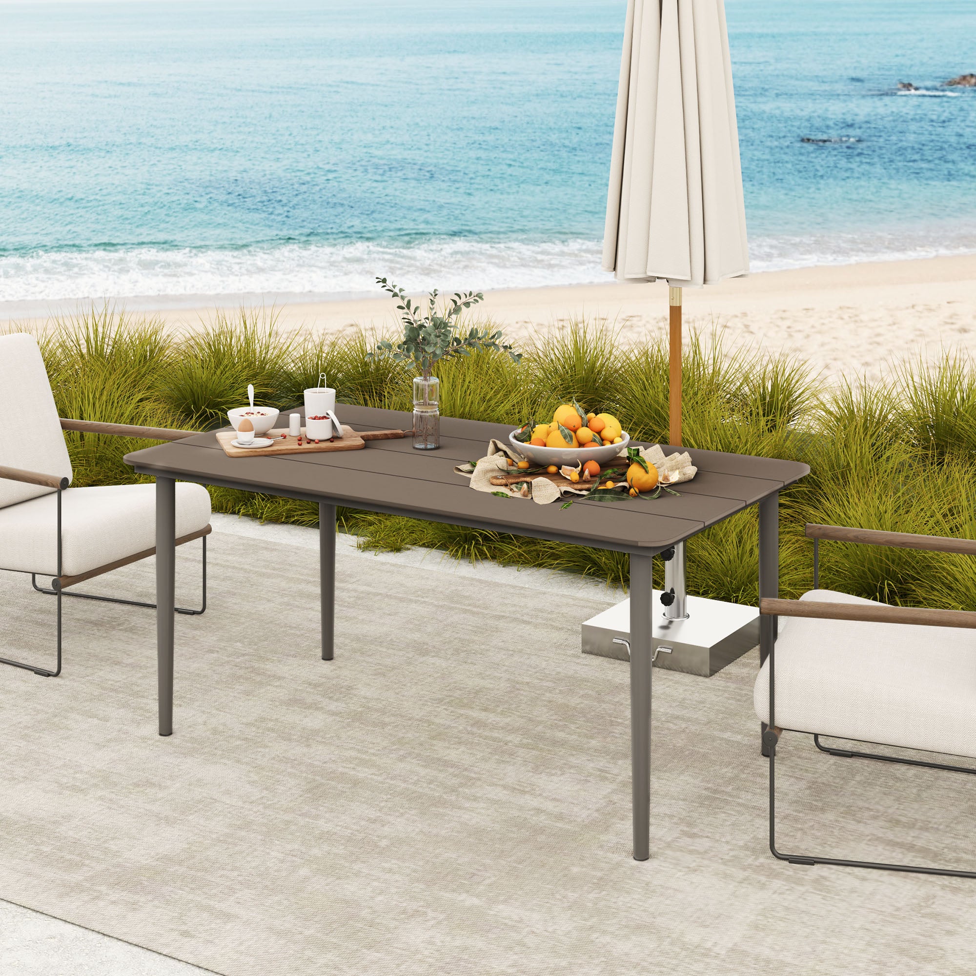 Outsunny Garden Table with Rust Resistant Metal Frame - Image 8